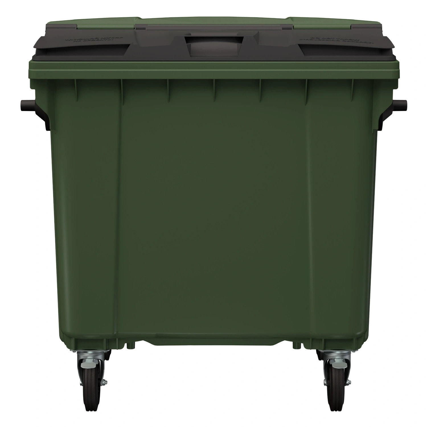 Мусорный контейнер 1100 л iPlast зелёный 4-колёсный с зелёной крышкой и тёмно-серой крышкой SplitLid Мусорный контейнер 1100 л iPlast зелёный 4-колёсный с зелёной крышкой и тёмно-серой крышкой SplitLid