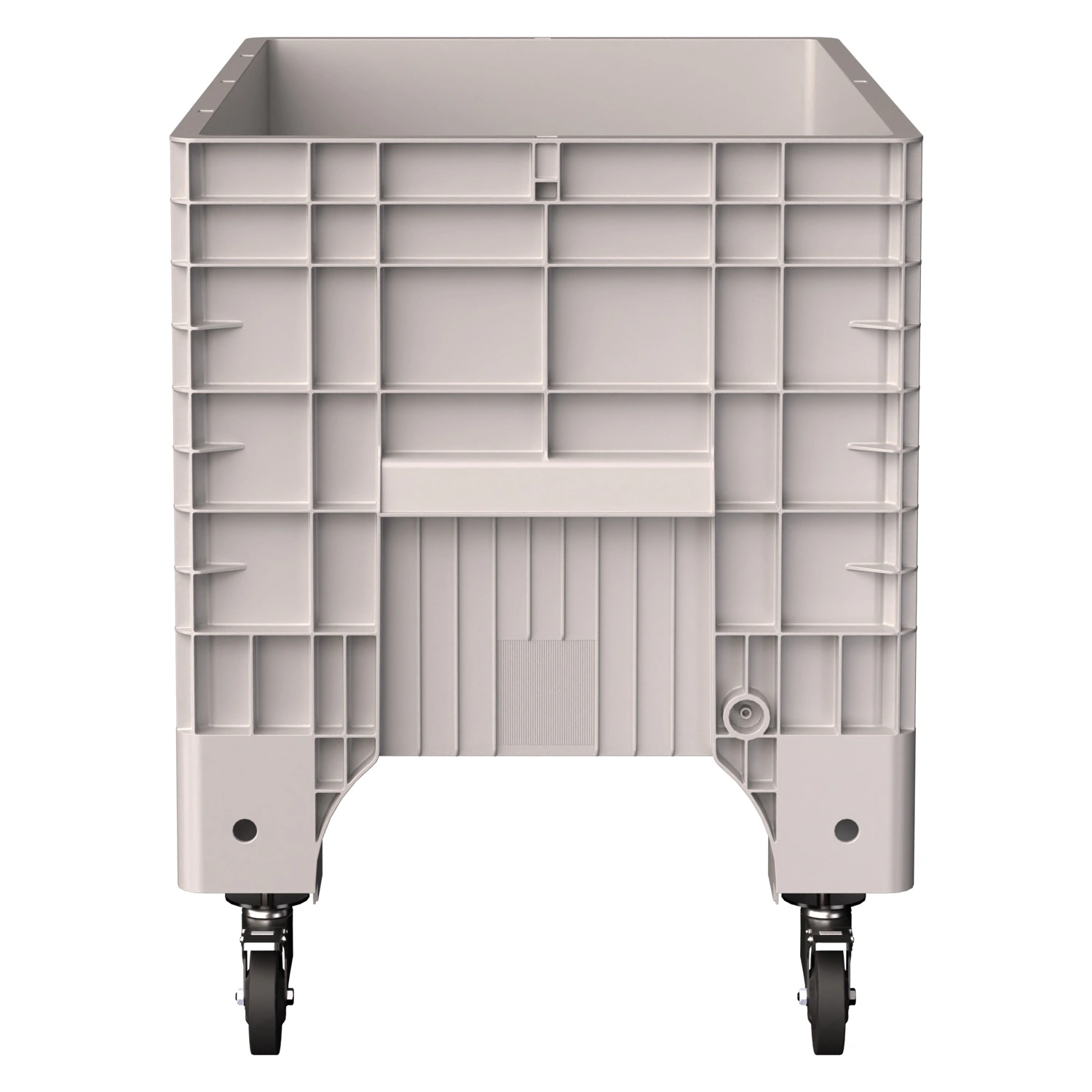 Большой контейнер 1020x640x810 мм iPlast iBOX светло-серый со сплошными стенками и дном, на колёсах