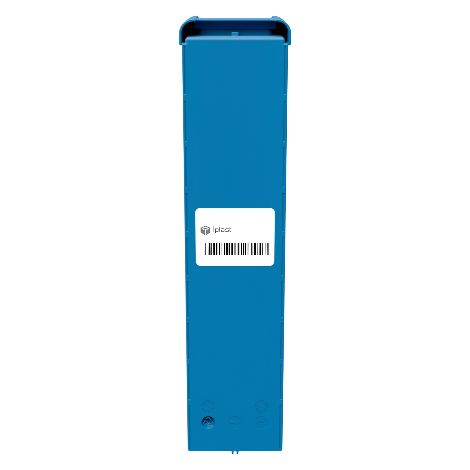 Полочный контейнер SK-5109 500х117х90 мм iPlast голубой с 2 поперечными перегородками и наклейкой 100х70 мм