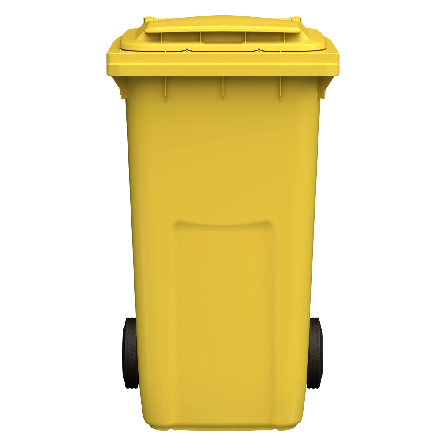 Мусорный контейнер 240 л iPlast жёлтый 2-колёсный (д. 200 мм) с жёлтой крышкой NEW (20.808)