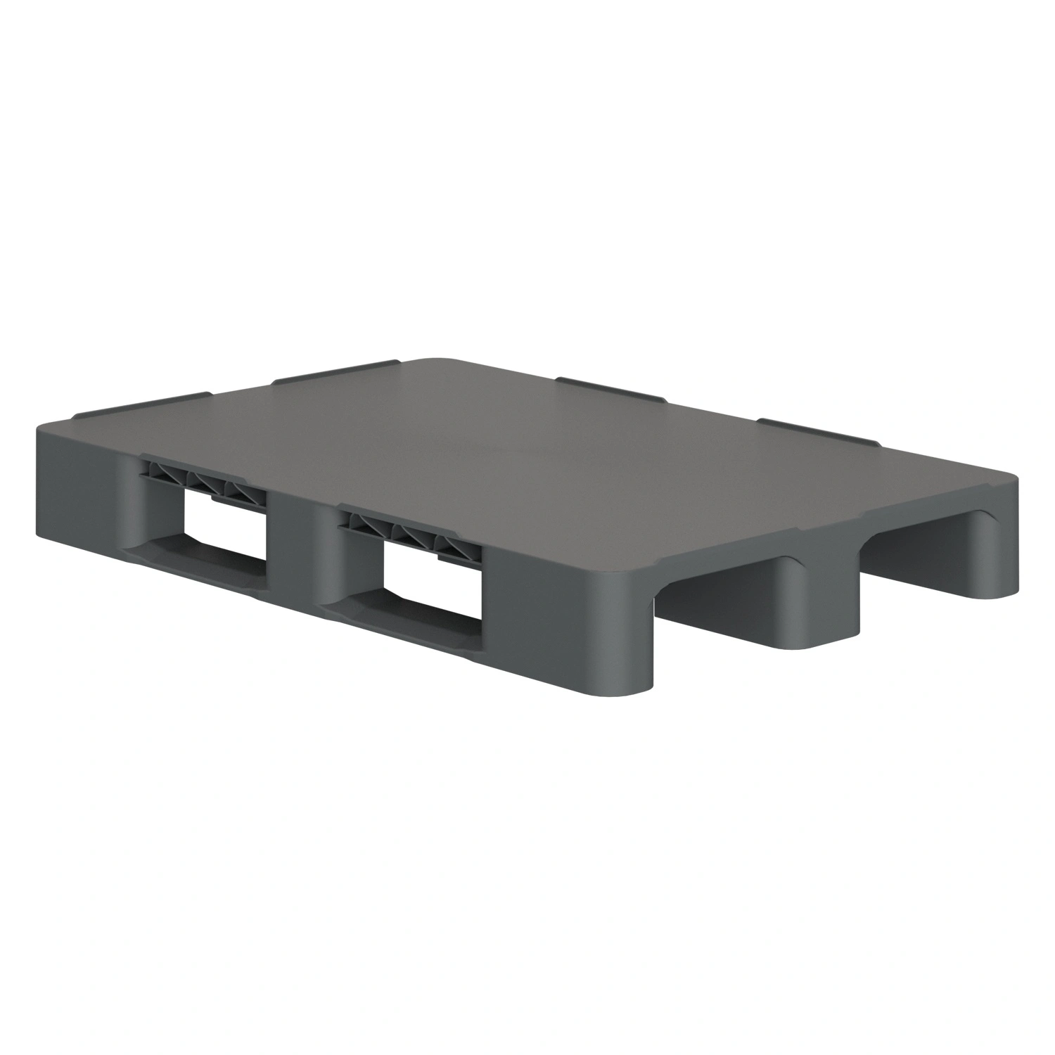 Пластиковый паллет 1200х800х150 мм iPlast серый сплошной на 2 полозьях с бортиком