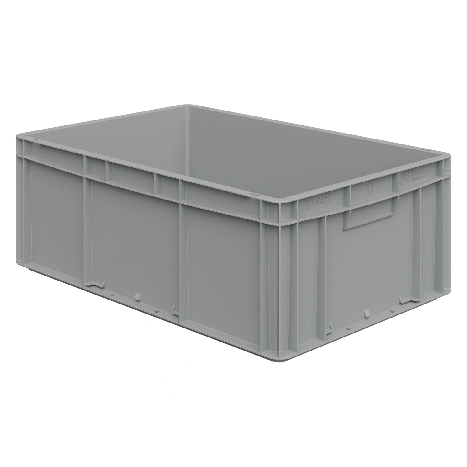 Евроконтейнер ЕС-6422.2 600х400х220 мм iPlast светло-серый со сплошным дном и закрытыми ручками