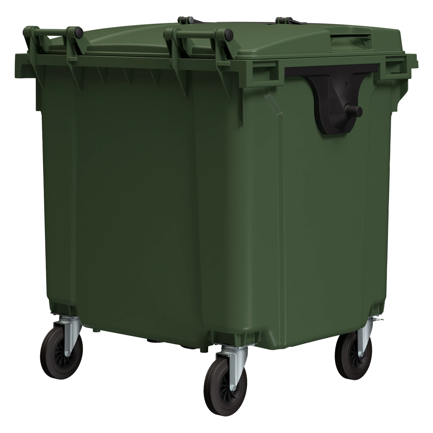Мусорный контейнер 1100 л iPlast зелёный 4-х колёс. с зелёной крышкой и тёмно-серой крышкой TwinLid N2 (20.807.2)
