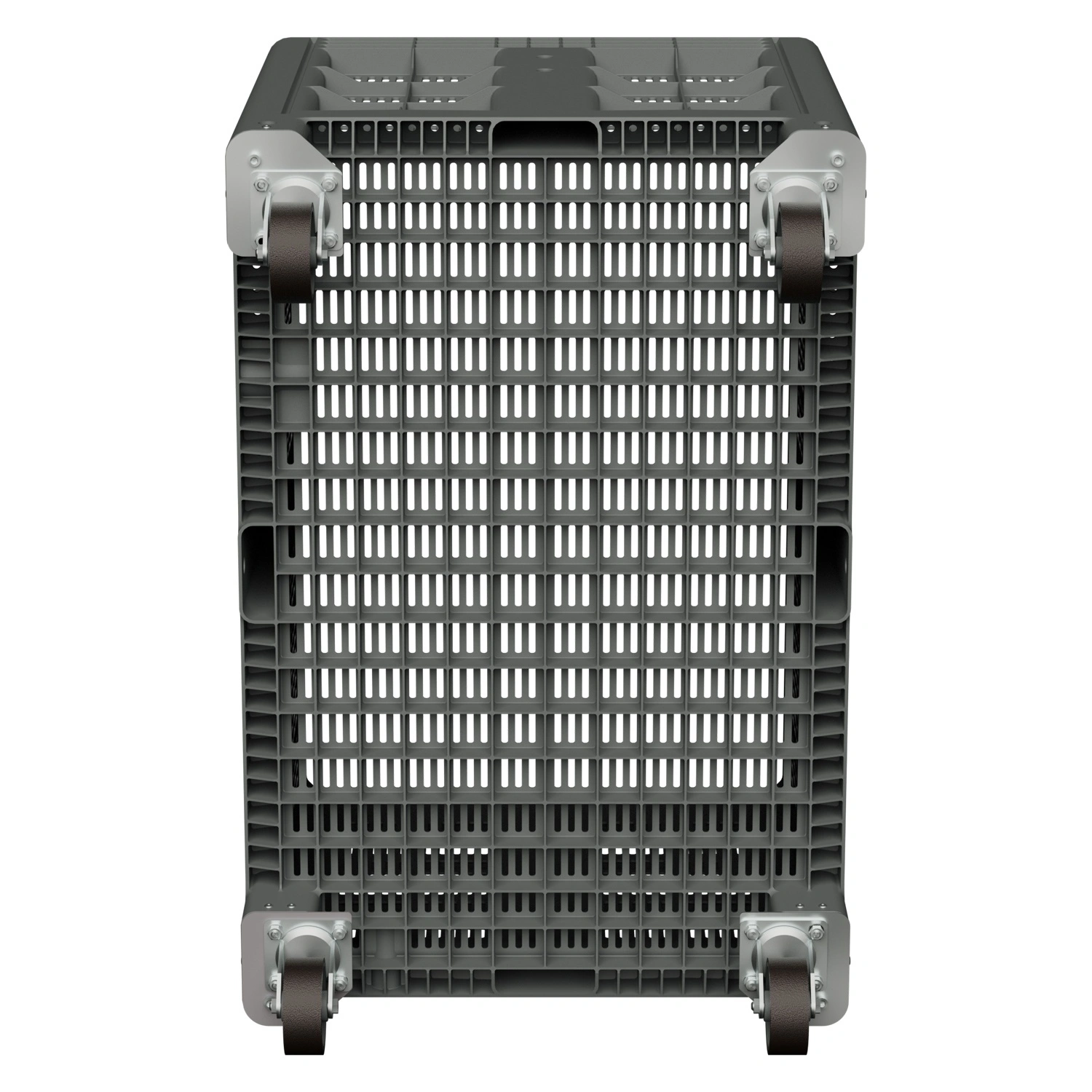 Большой контейнер 1200x800x920 мм iPlast iBOX светло-серый c перфорированными стенками и дном, на колёсах