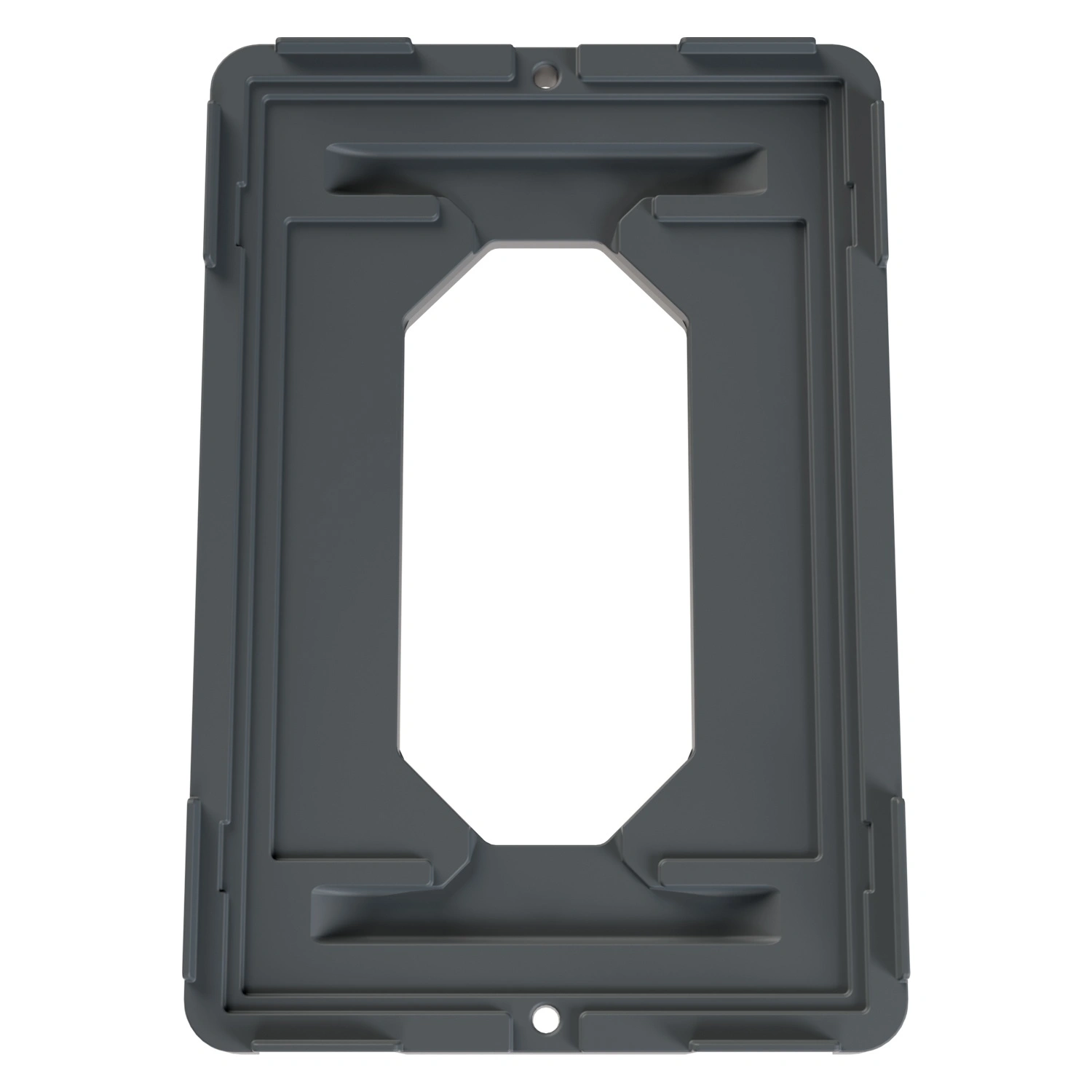 Складская тележка 620x420x185 мм iPlast серая 4-колёсная (2 колеса с тормозом) с отверстием