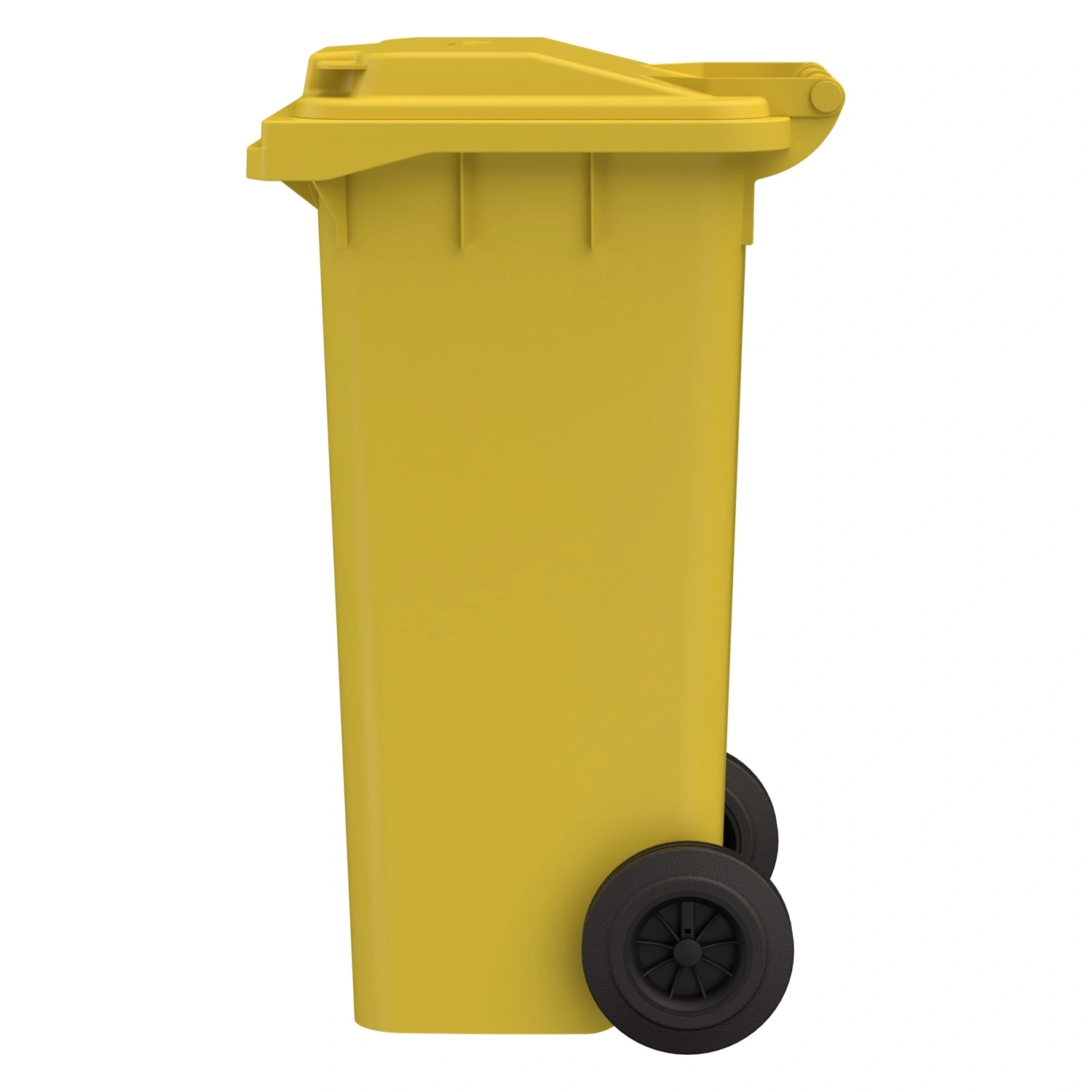 Мусорный контейнер 120 л iPlast жёлтый 2-колёсный (д. 200 мм) с жёлтой крышкой