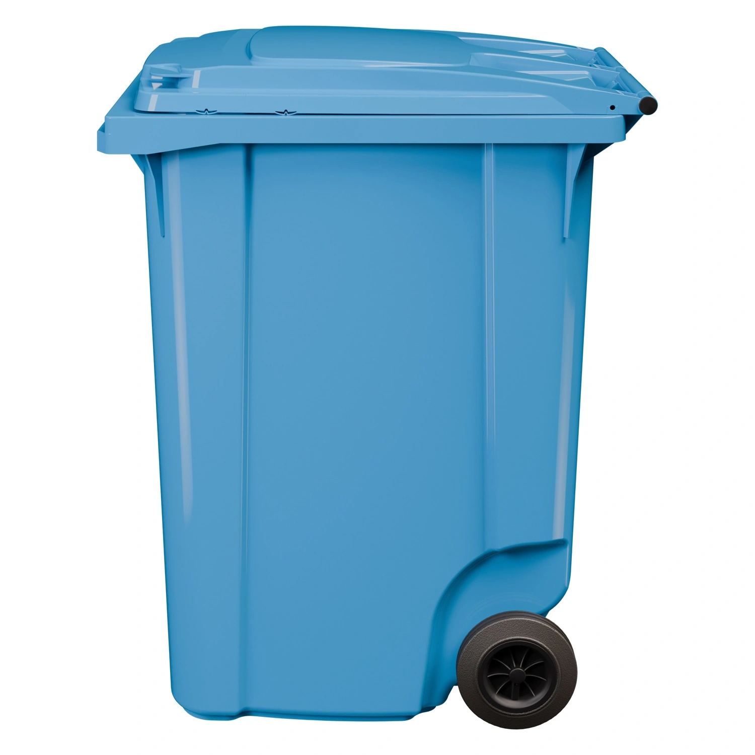 Мусорный контейнер 360 л iPlast тёмно-голубой 2-колёсный (д. 200 мм) с тёмно-голубой крышкой