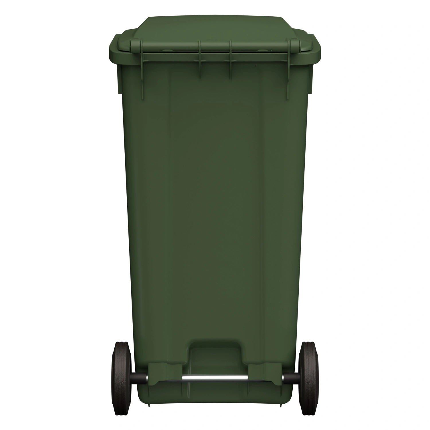 Мусорный контейнер 240 л iPlast зелёный 2-колёсный (д. 200 мм) с зелёной крышкой NEW (20.808)