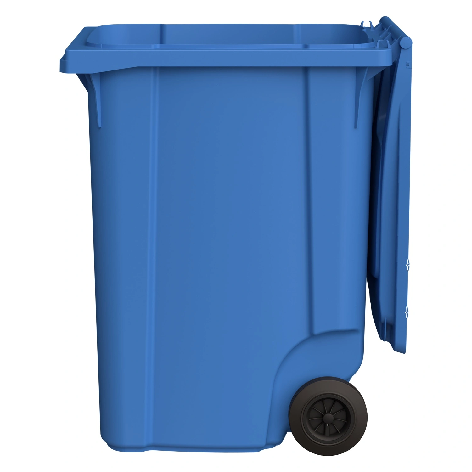 Мусорный контейнер 360 л iPlast тёмно-голубой 2-колёсный (д. 200 мм) с тёмно-голубой крышкой