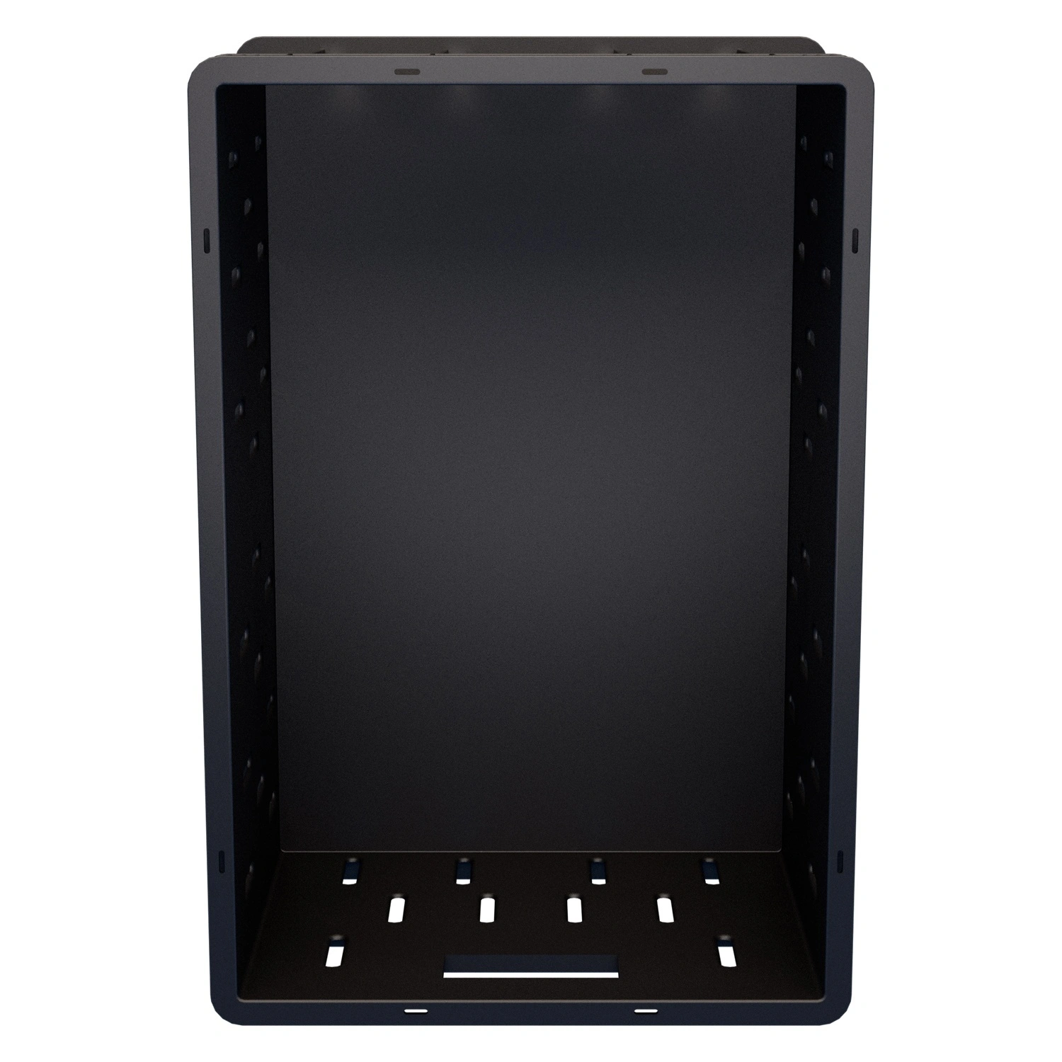 Пищевой ящик универсальный 600х400х259мм iPlast чёрный ЭКО с перфорированными стенками и сплошным дном