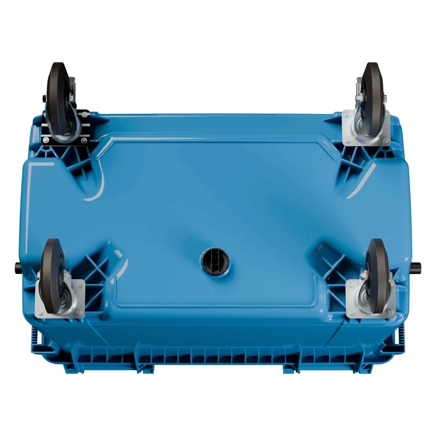 Мусорный контейнер 660 л iPlast тёмно-голубой 4-х колёсный с тёмно-голубой крышкой