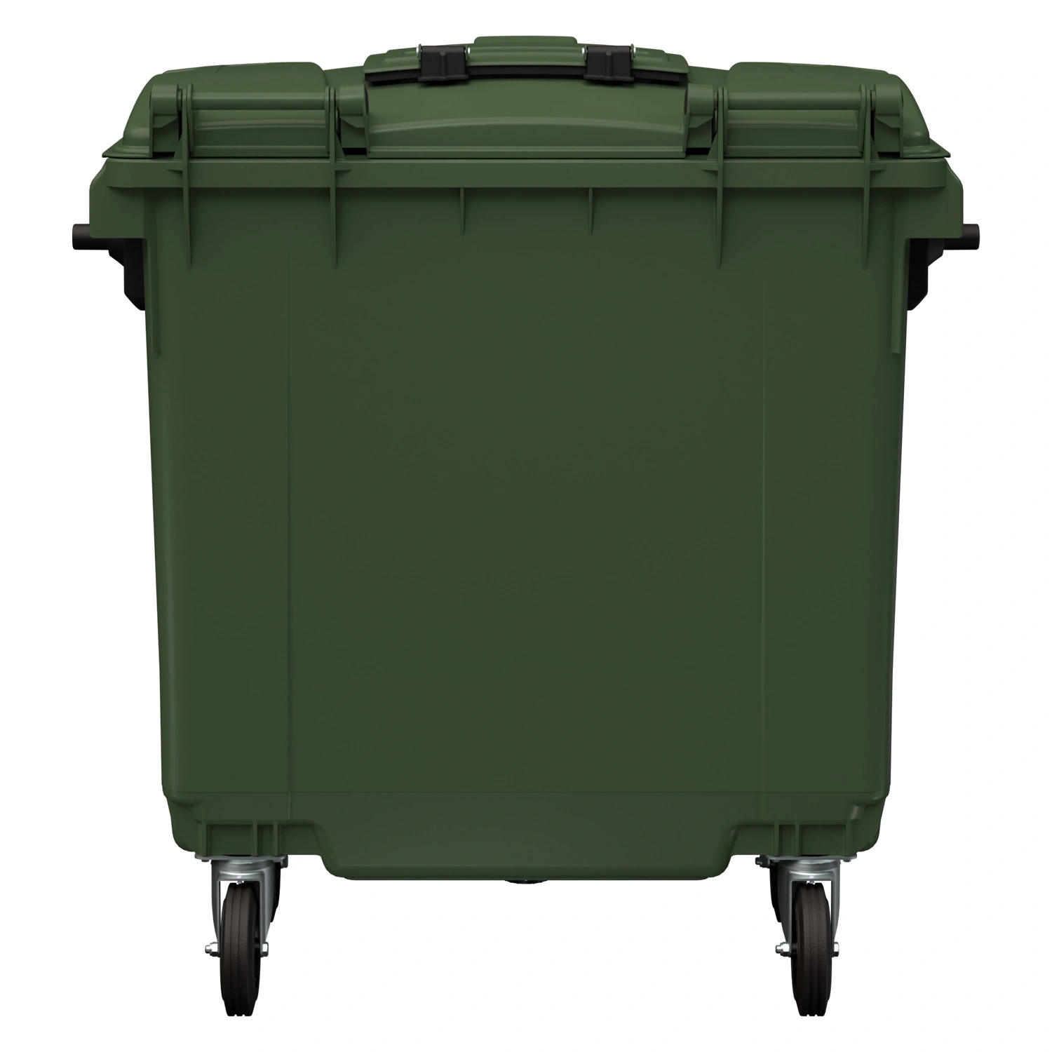 Мусорный контейнер 770 л iPlast зелёный 4-колёсный с зелёной крышкой и мини-крышкой