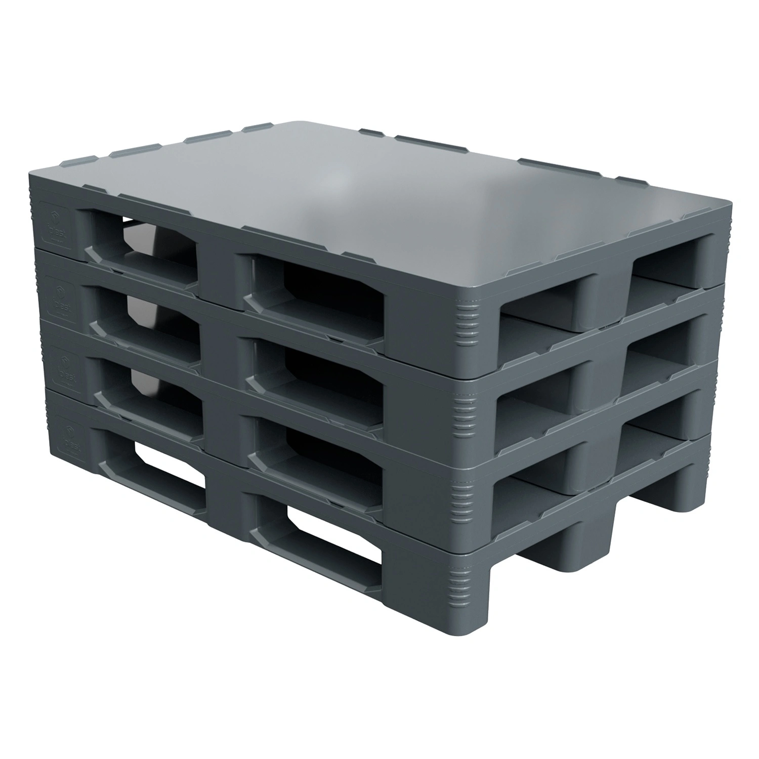 Пластиковый паллет 1200х800х150 мм iPlast светло-серый сплошной на 3 полозьях с бортиком