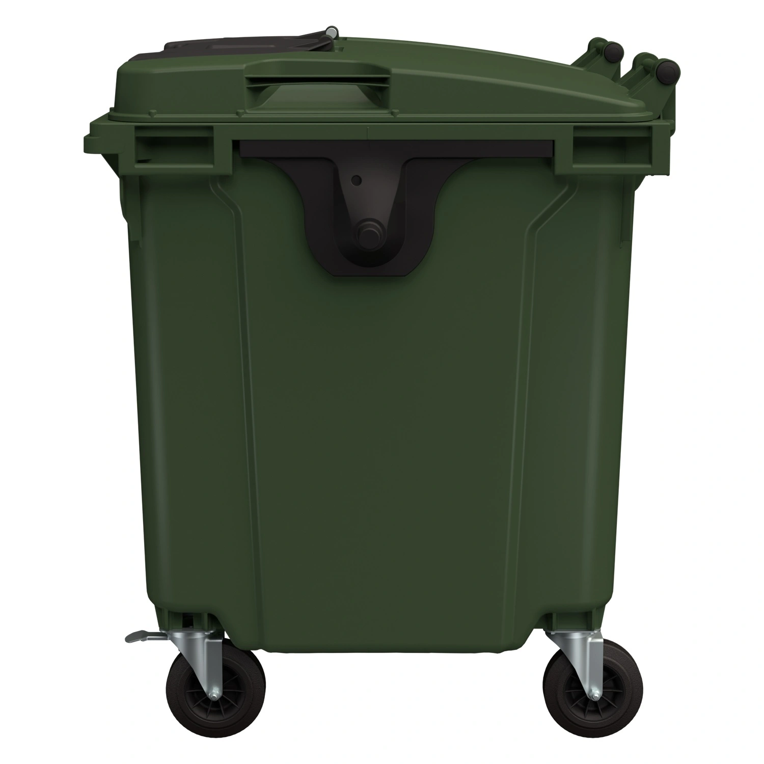 Мусорный контейнер 1100 л iPlast зелёный 4-х колёс. с зелёной крышкой и тёмно-серой крышкой TwinLid N2 (20.807.2)