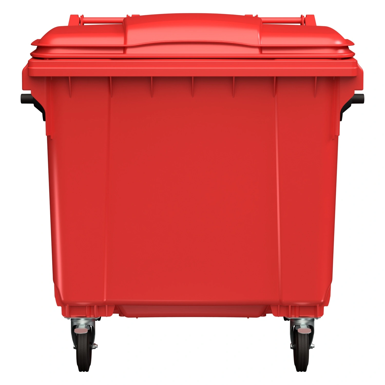 Мусорный контейнер 1100 л iPlast красный 4-колёсный с красной крышкой, без педали