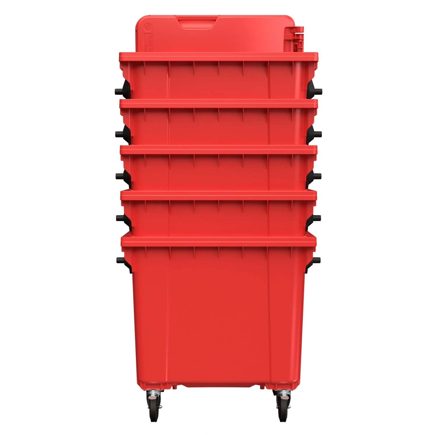 Мусорный контейнер 1100 л iPlast красный 4-колёсный с красной крышкой N1 (20.807.1)