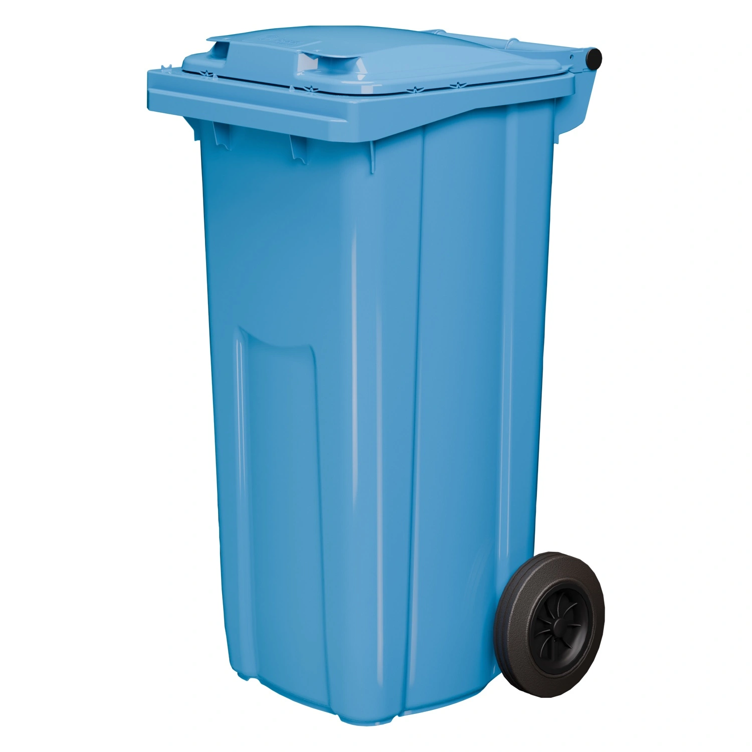 Мусорный контейнер 120 л iPlast тёмно-голубой 2-колёсный (д. 200 мм) с тёмно-голубой крышкой