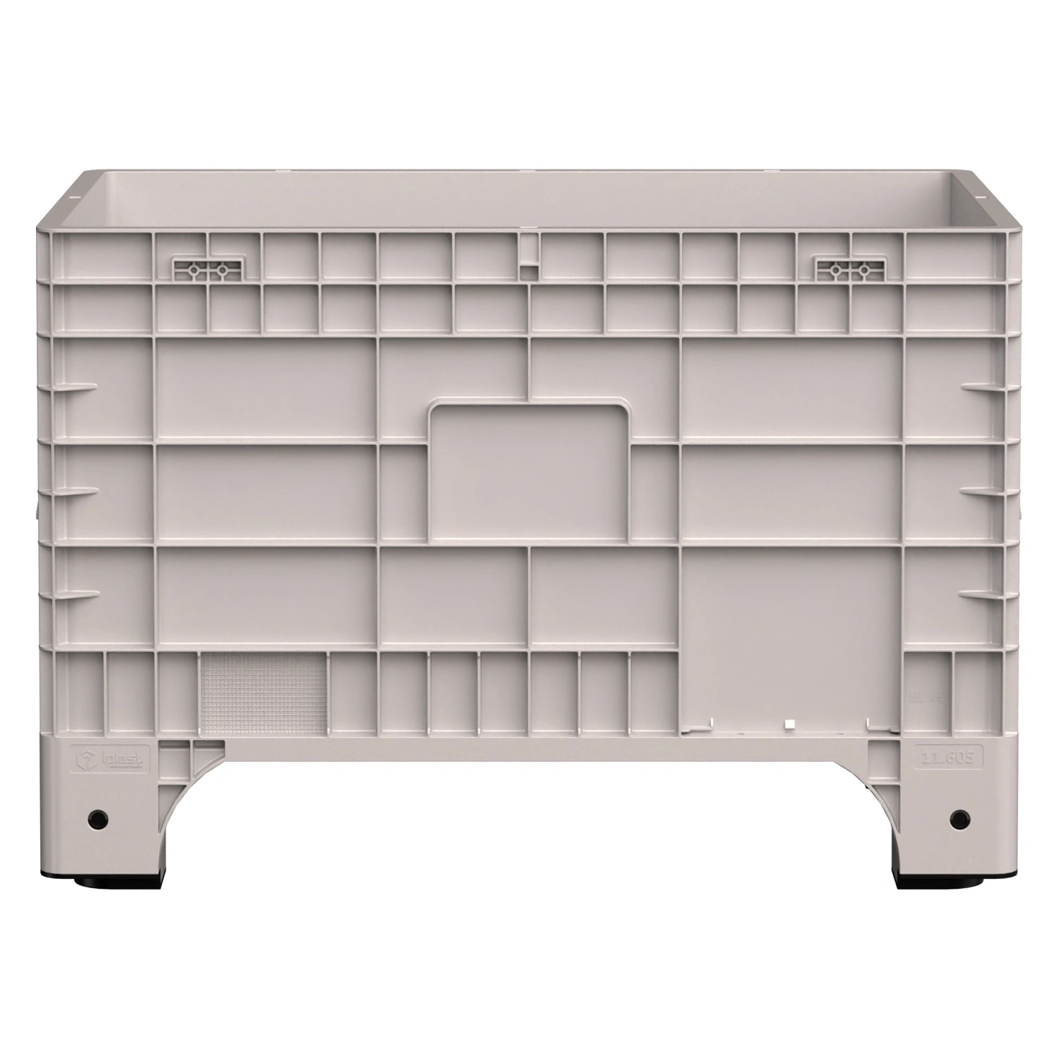 Большой контейнер 1020х640х675 мм iPlast iBOX светло-серый со сплош. стенками и дном, на ножках с пробкой 1 дюйм Большой контейнер 1020х640х675 мм iPlast iBOX светло-серый со сплош. стенками и дном, на ножках с пробкой 1 дюйм