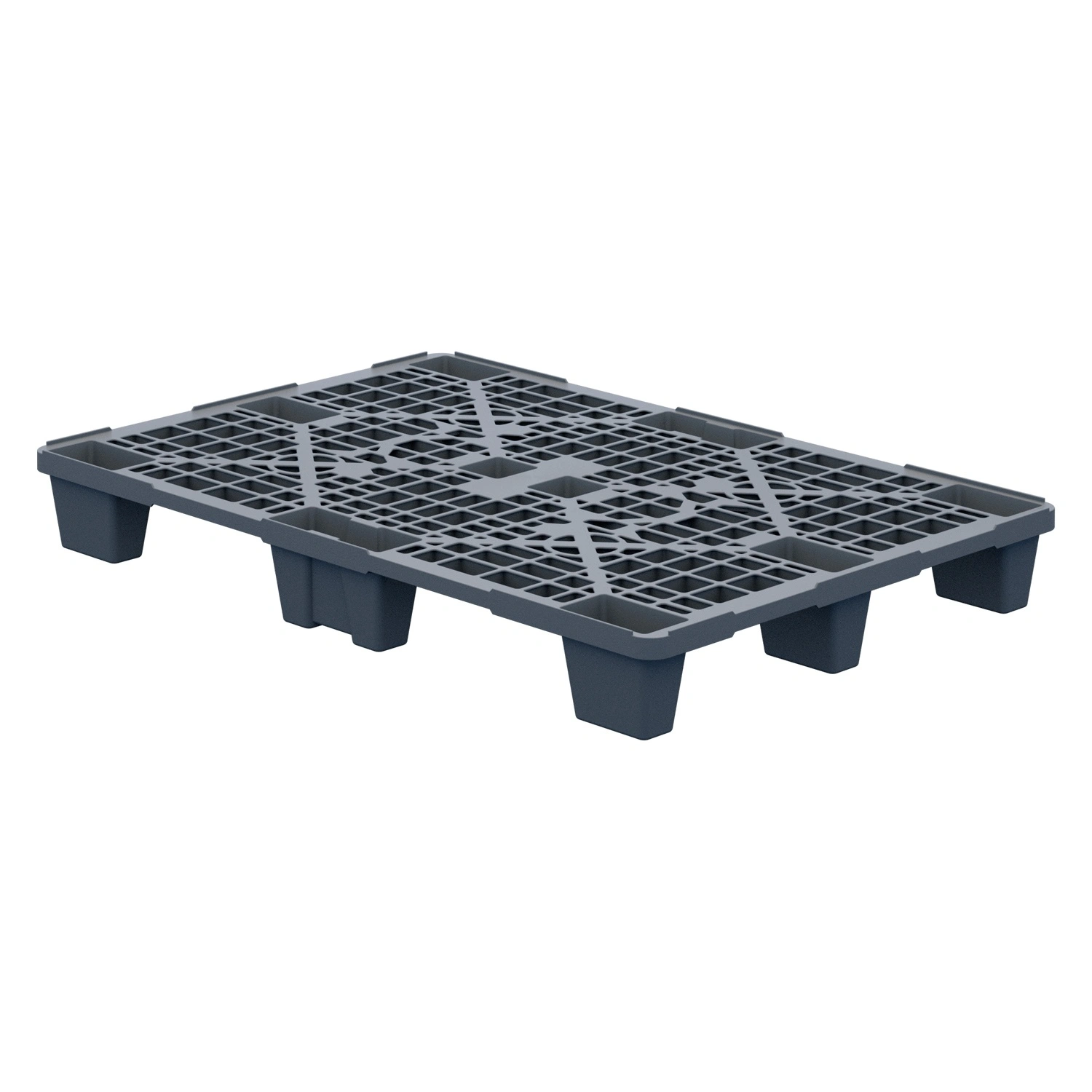 Пластиковый паллет 1200x800x140 мм iPlast серый перфорированный на ножках с бортиком