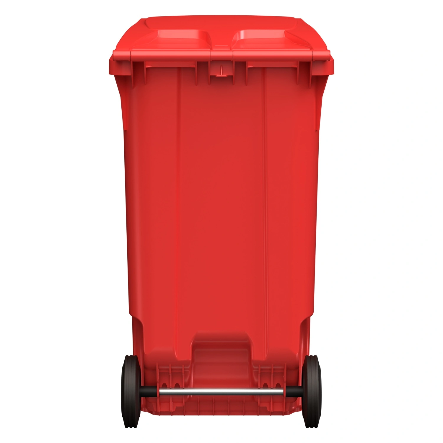 Мусорный контейнер 360 л iPlast красный 2-колёсный (д. 200 мм) с красной крышкой