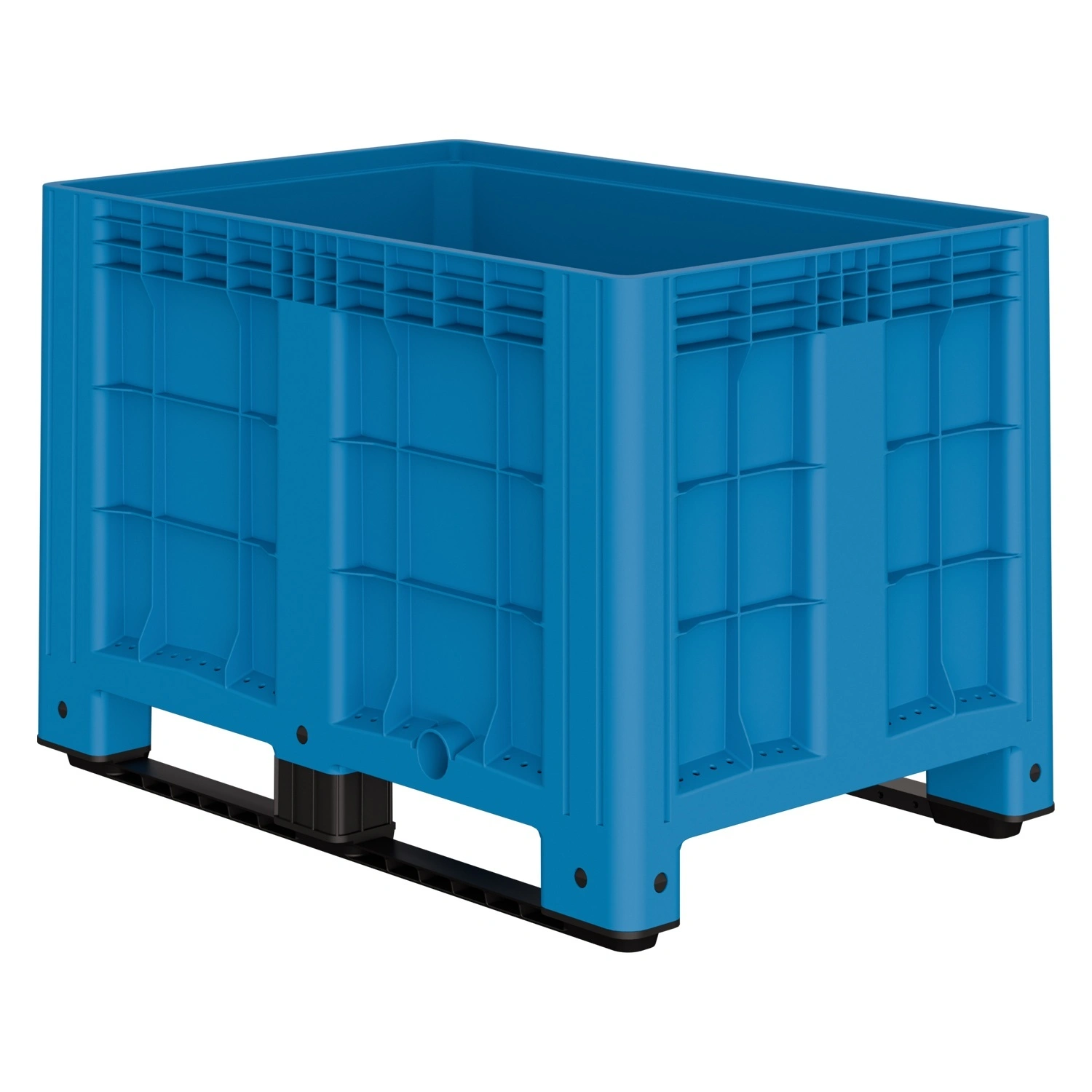 Большой контейнер 1200x800x800 мм iPlast iBOX голубой со сплошными стенками и дном, на полозьях