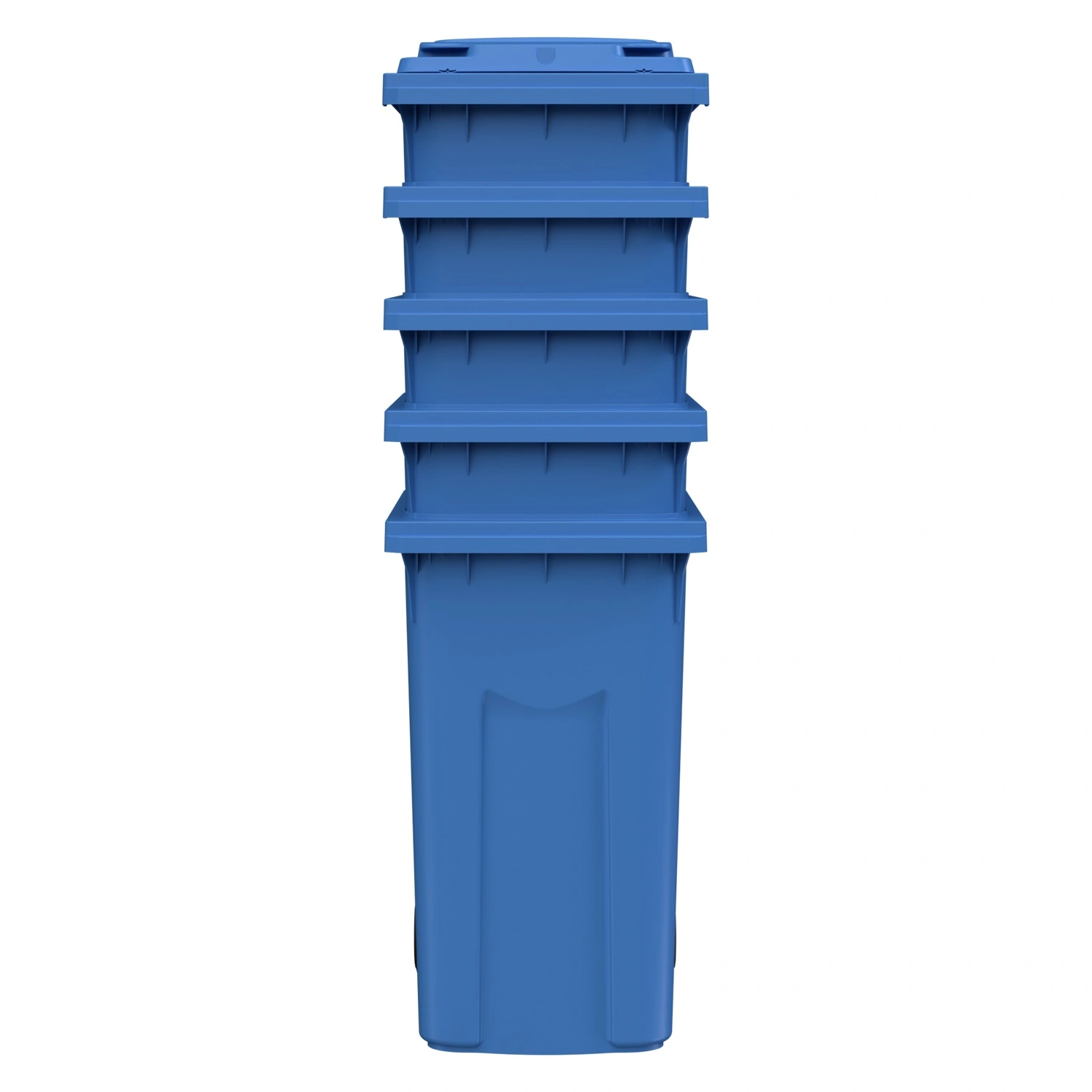 Мусорный контейнер 360 л iPlast тёмно-голубой 2-колёсный (д. 200 мм) с тёмно-голубой крышкой