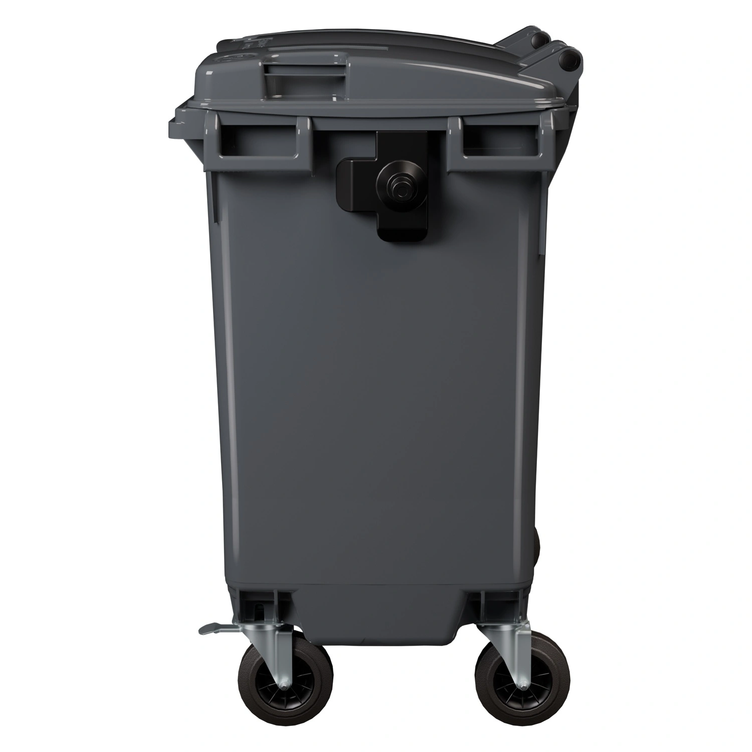 Мусорный контейнер 770 л iPlast тёмно-серый 4-колёсный с тёмно-серой крышкой