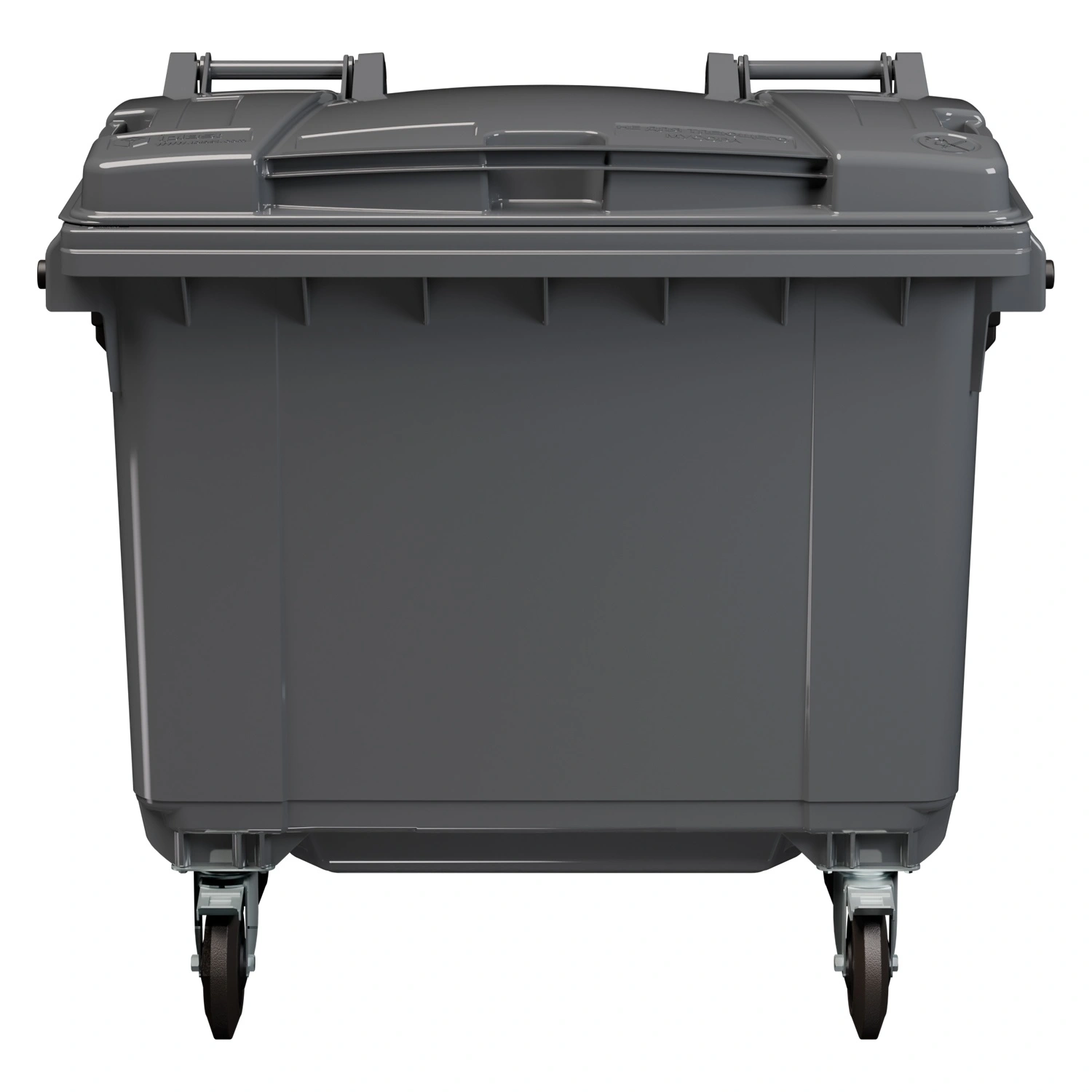 Мусорный контейнер 660 л iPlast тёмно-серый 4-х колёсный с тёмно-серой крышкой