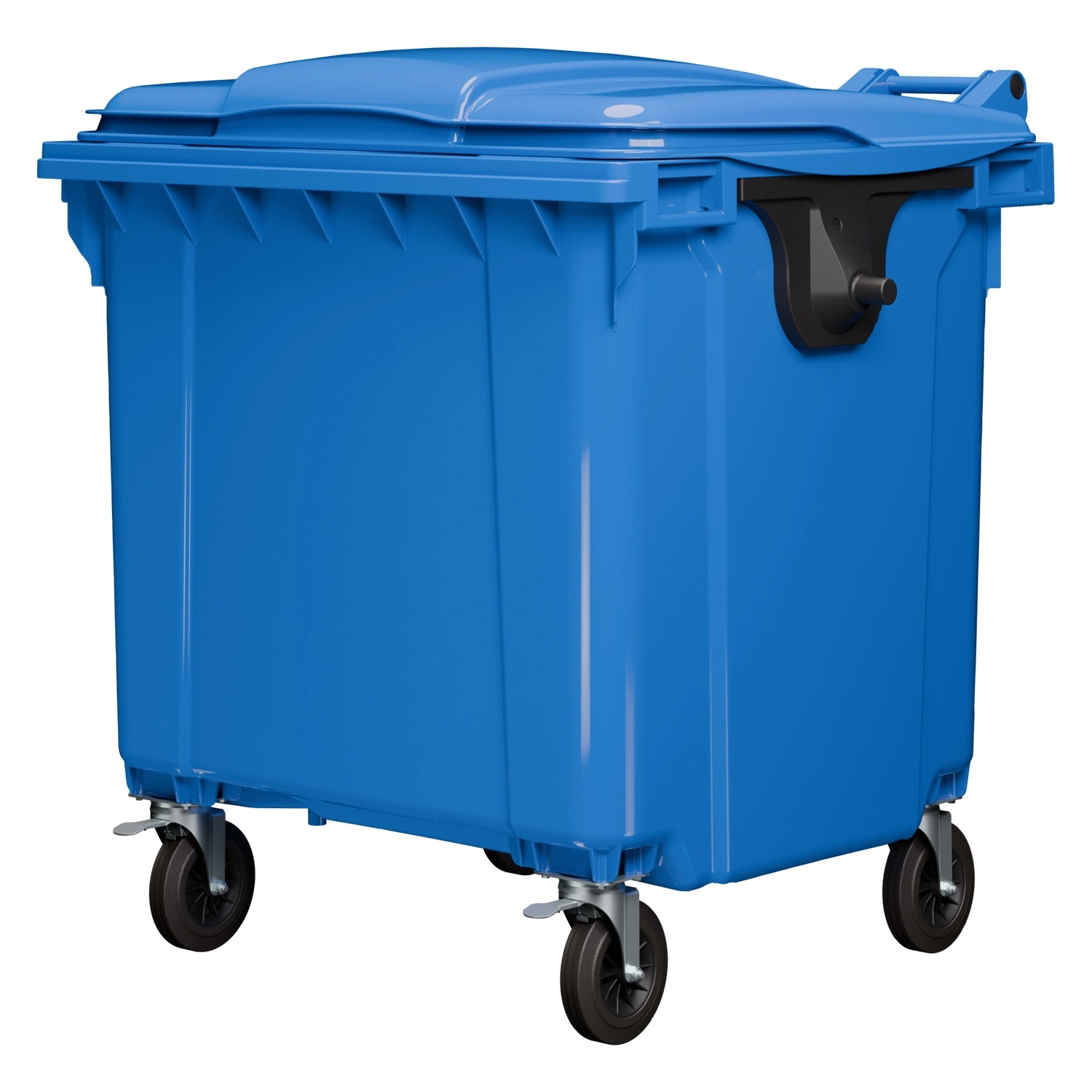 Мусорный контейнер 1100 л iPlast синий 4-колёсный с синей крышкой N2 (20.807.2)