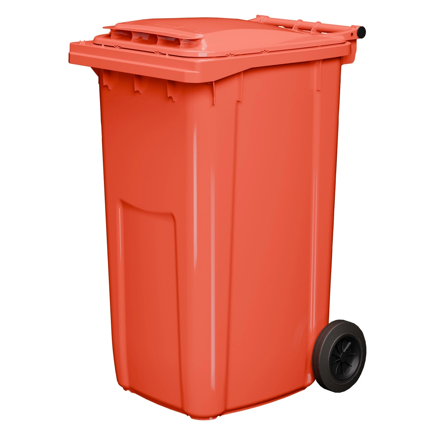 Мусорный контейнер 240 л iPlast красный 2-колёсный (д. 200 мм) с красной крышкой NEW (20.808)