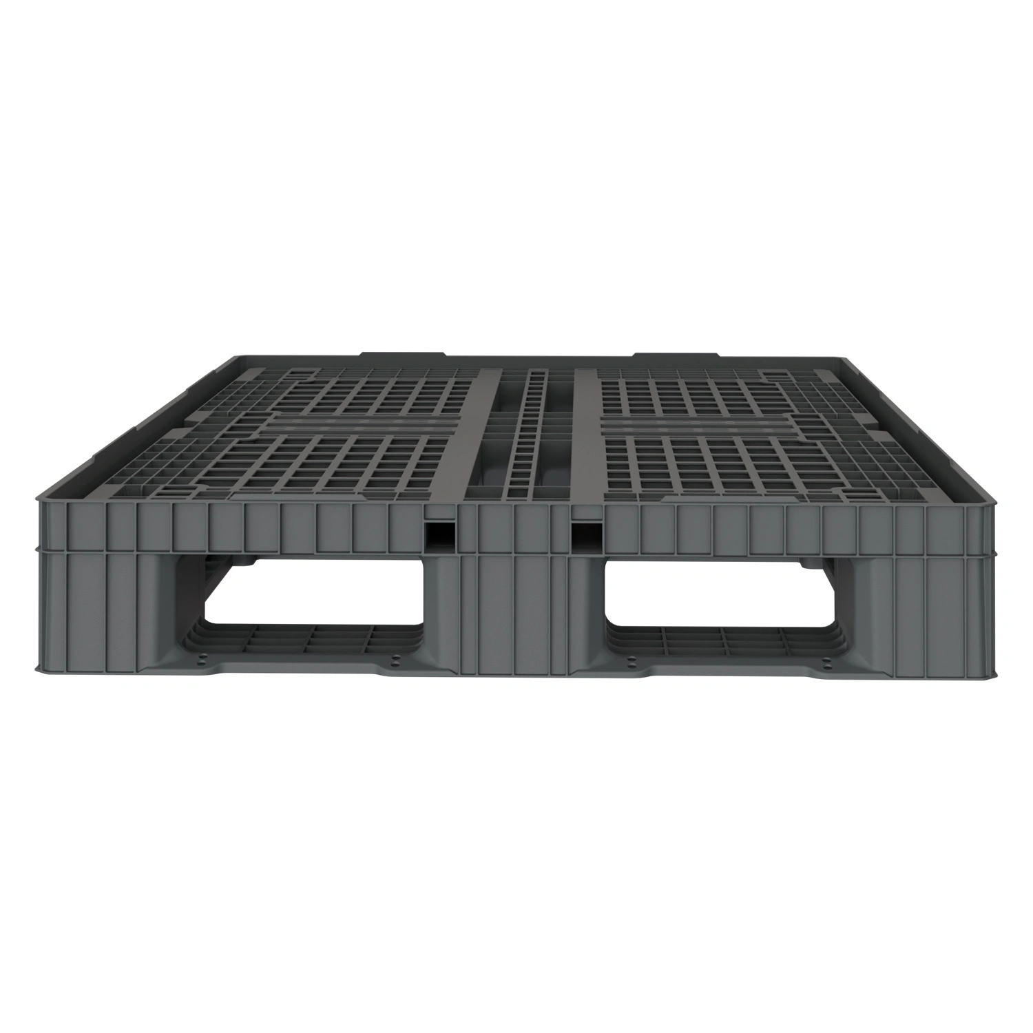 Пластиковый паллет 1210x810x150 мм iPlast серый перфорированный на 6 полозьях с бортиком