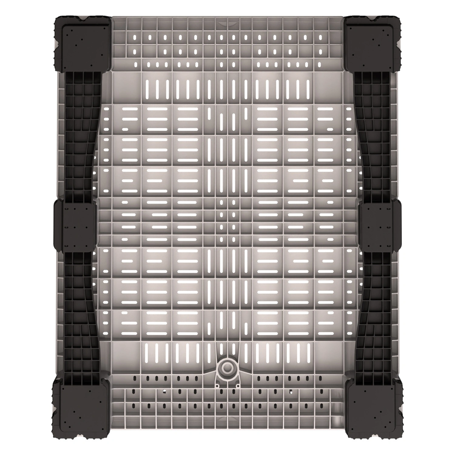 Большой контейнер 1200x1000x780 мм iPlast iBOX светло-серый c перфорированными стенками и дном, на полозьях Большой контейнер 1200x1000x780 мм iPlast iBOX светло-серый c перфорированными стенками и дном, на полозьях