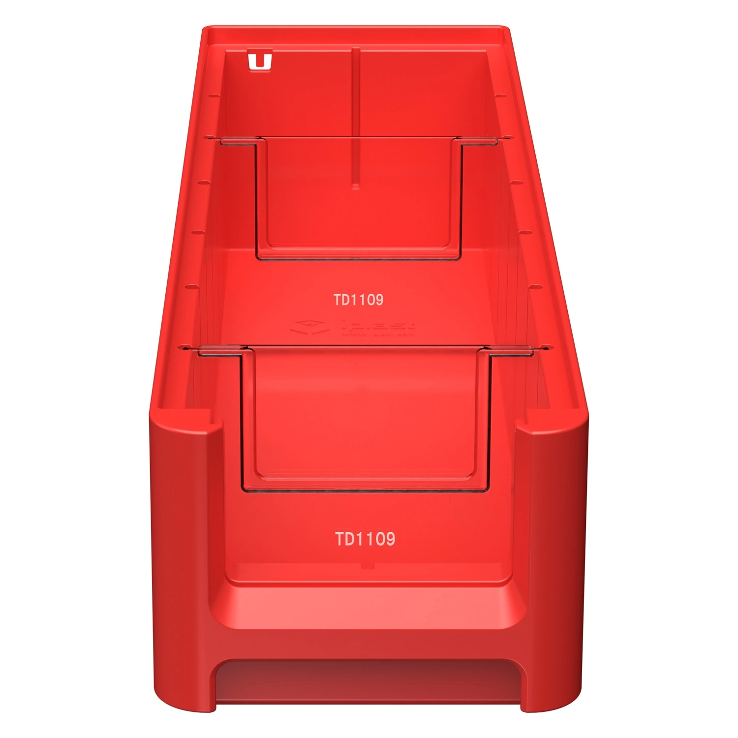 Полочный контейнер SK-4109 400х117х90 мм iPlast красный с 2 поперечными перегородками