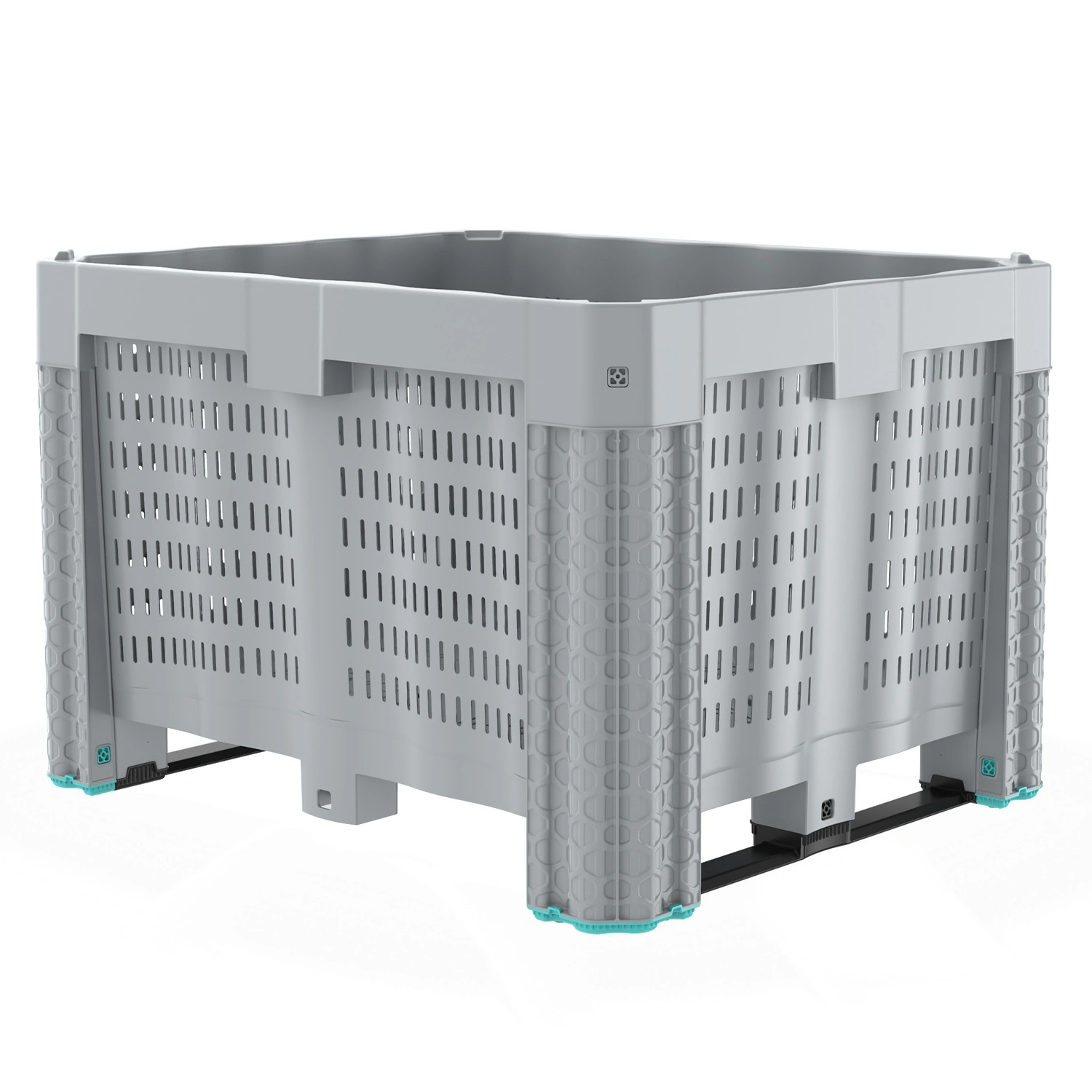 Большой контейнер 1200х1000х790 мм вкладываемый с перфорированными стенками и дном на полозьях