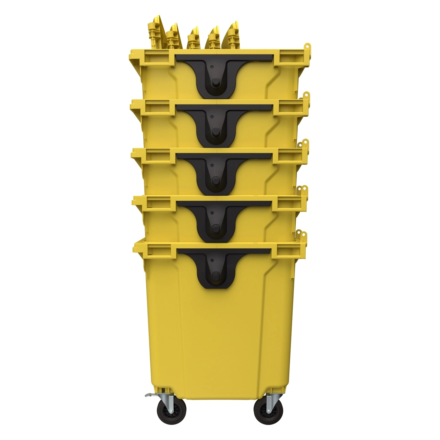 Мусорный контейнер 1100 л iPlast жёлтый 4-колёсный с жёлтой крышкой N1 (20.807.1)