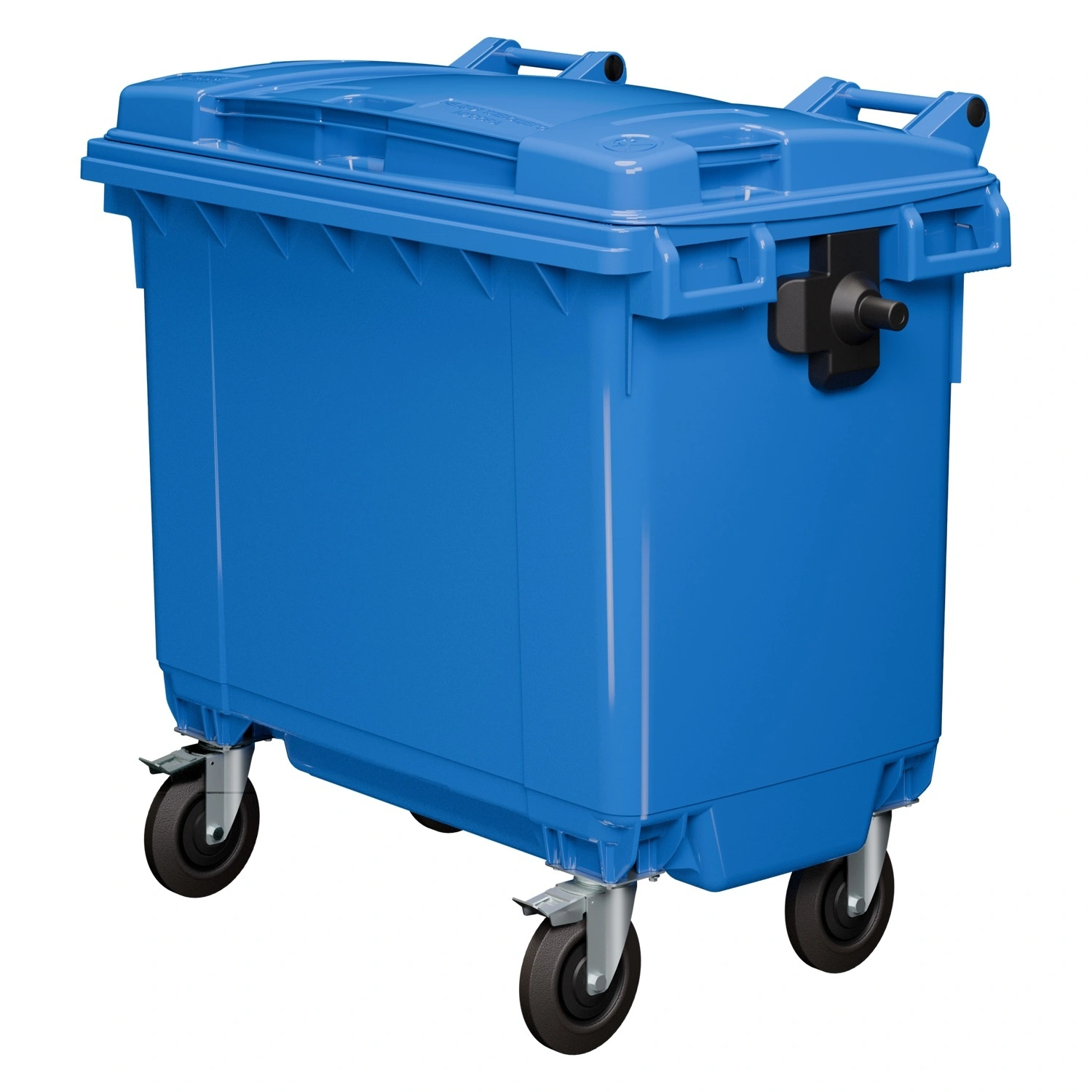 Мусорный контейнер 660 л iPlast синий 4-колёсный с синей крышкой