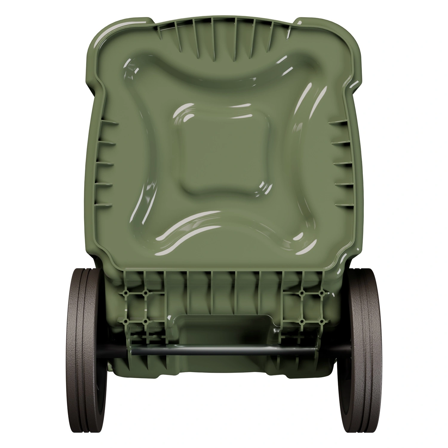 Мусорный контейнер 360 л iPlast зелёный 2-х колёсный (д. 300 мм) с зелёной крышкой