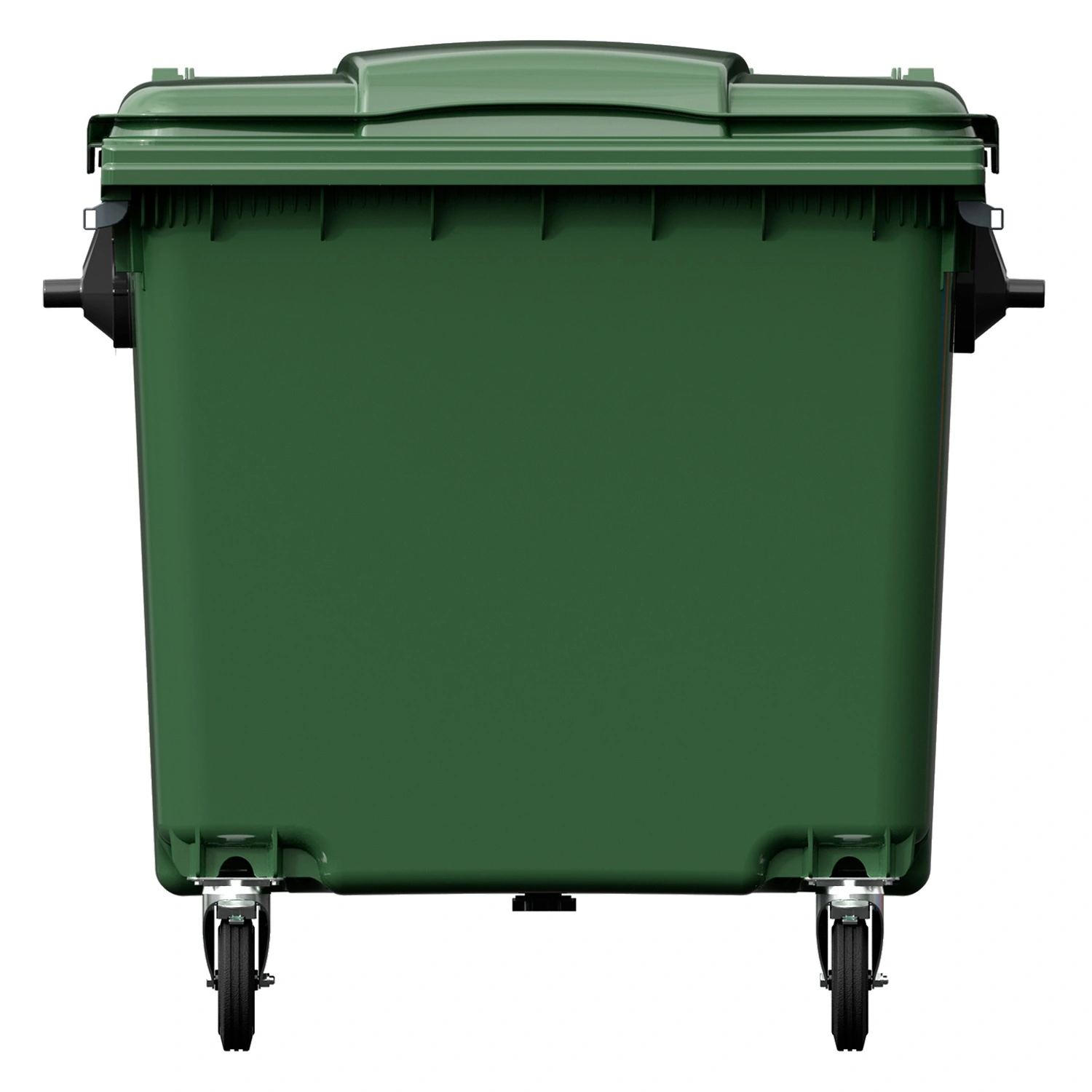 Мусорный контейнер 1100 л iPlast зелёный 4-х колёсный с зелёной крышкой без педали N2 (20.809.2)