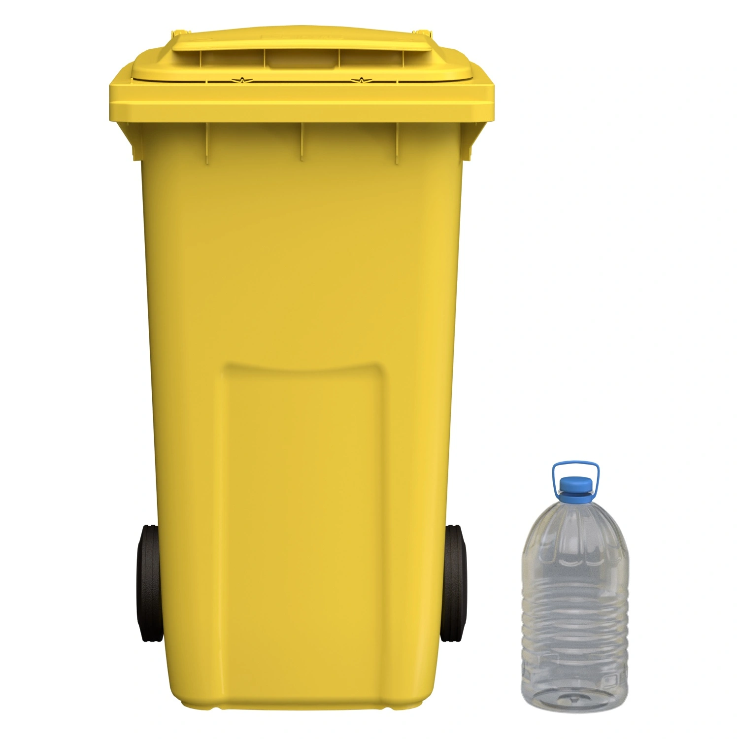 Мусорный контейнер 240 л iPlast жёлтый 2-колёсный (д. 200 мм) с жёлтой крышкой NEW (20.808)
