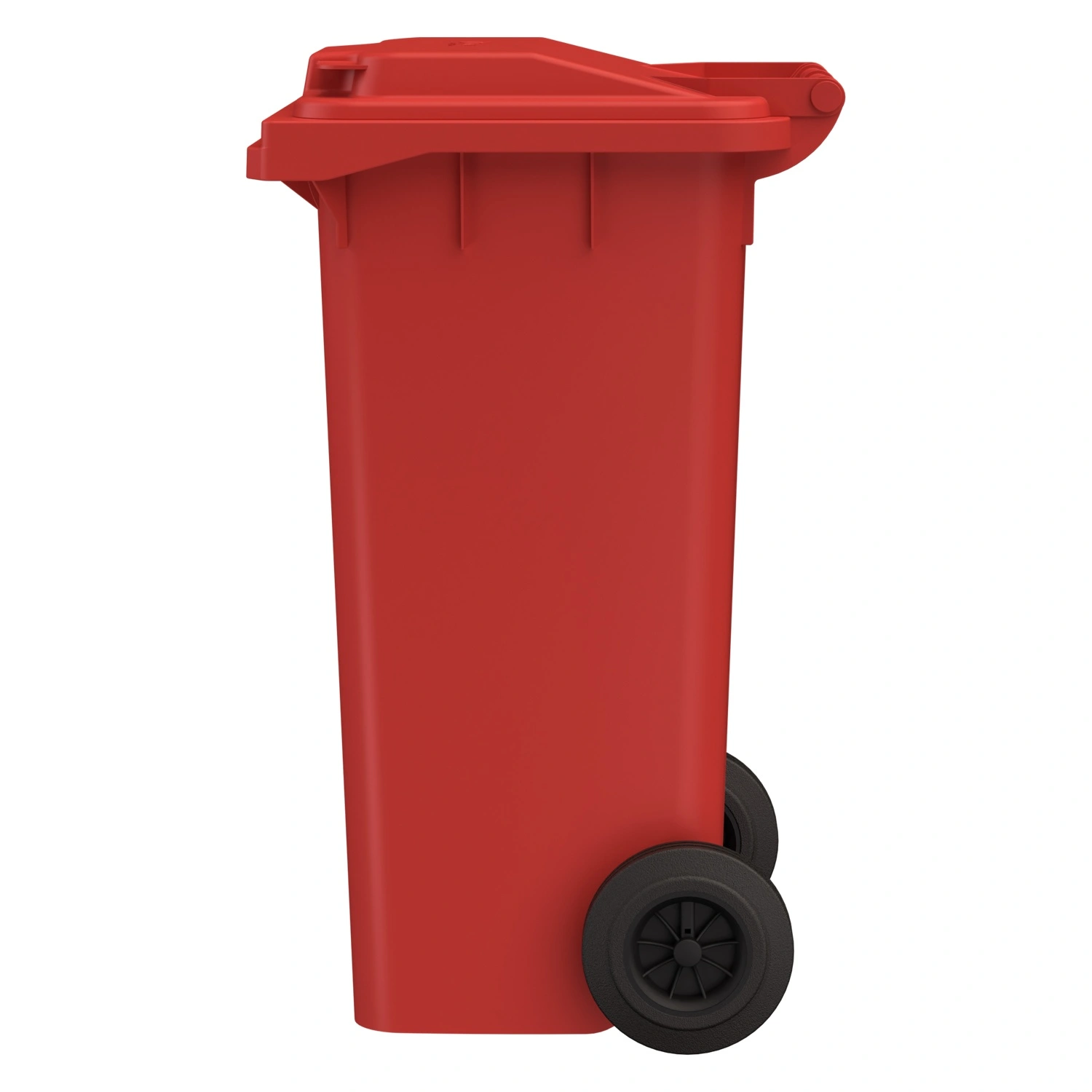 Мусорный контейнер 120 л iPlast красный 2-колёсный (д. 200 мм) с красной крышкой