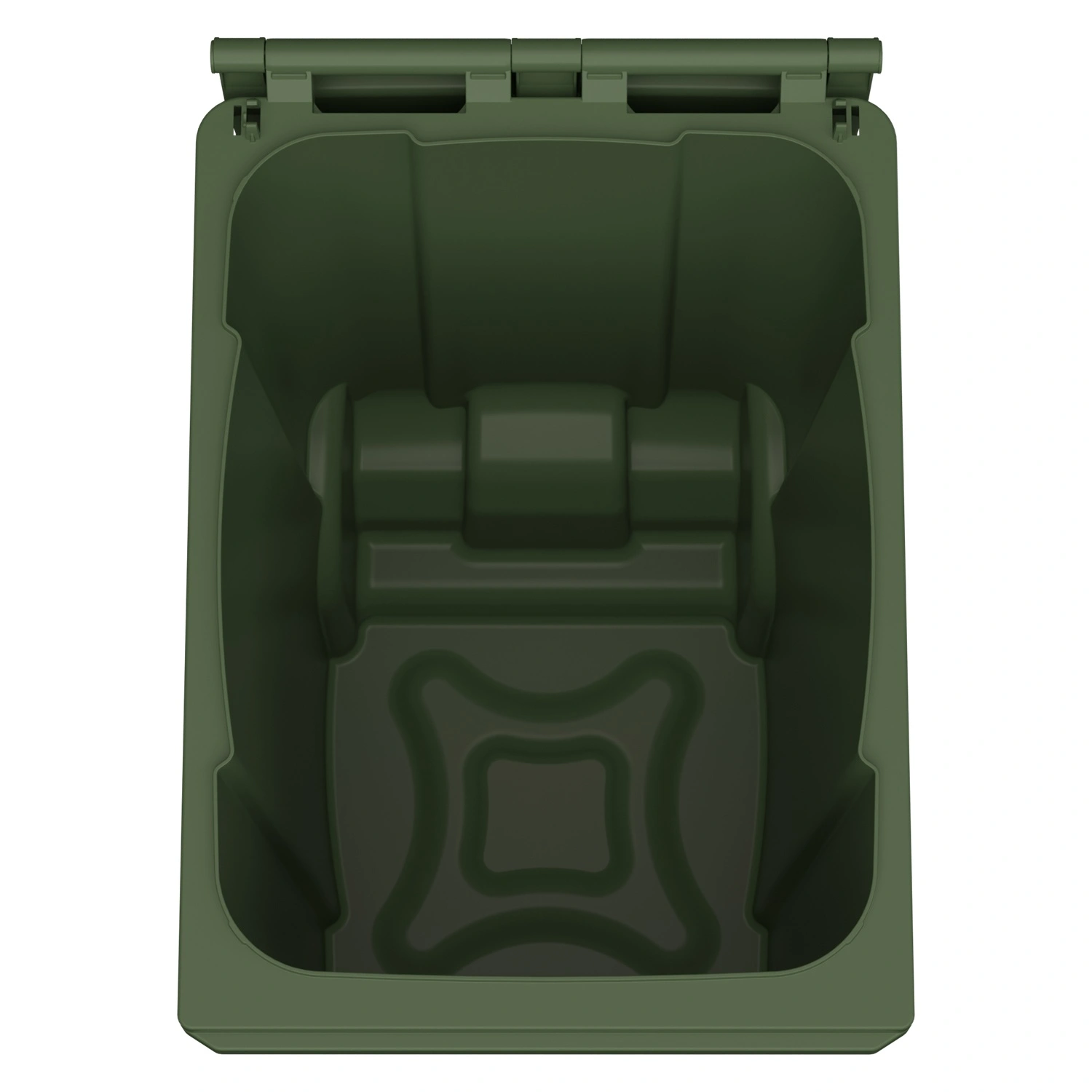 Мусорный контейнер 360 л iPlast зелёный 2-колёсный (д. 200 мм) с зелёной крышкой