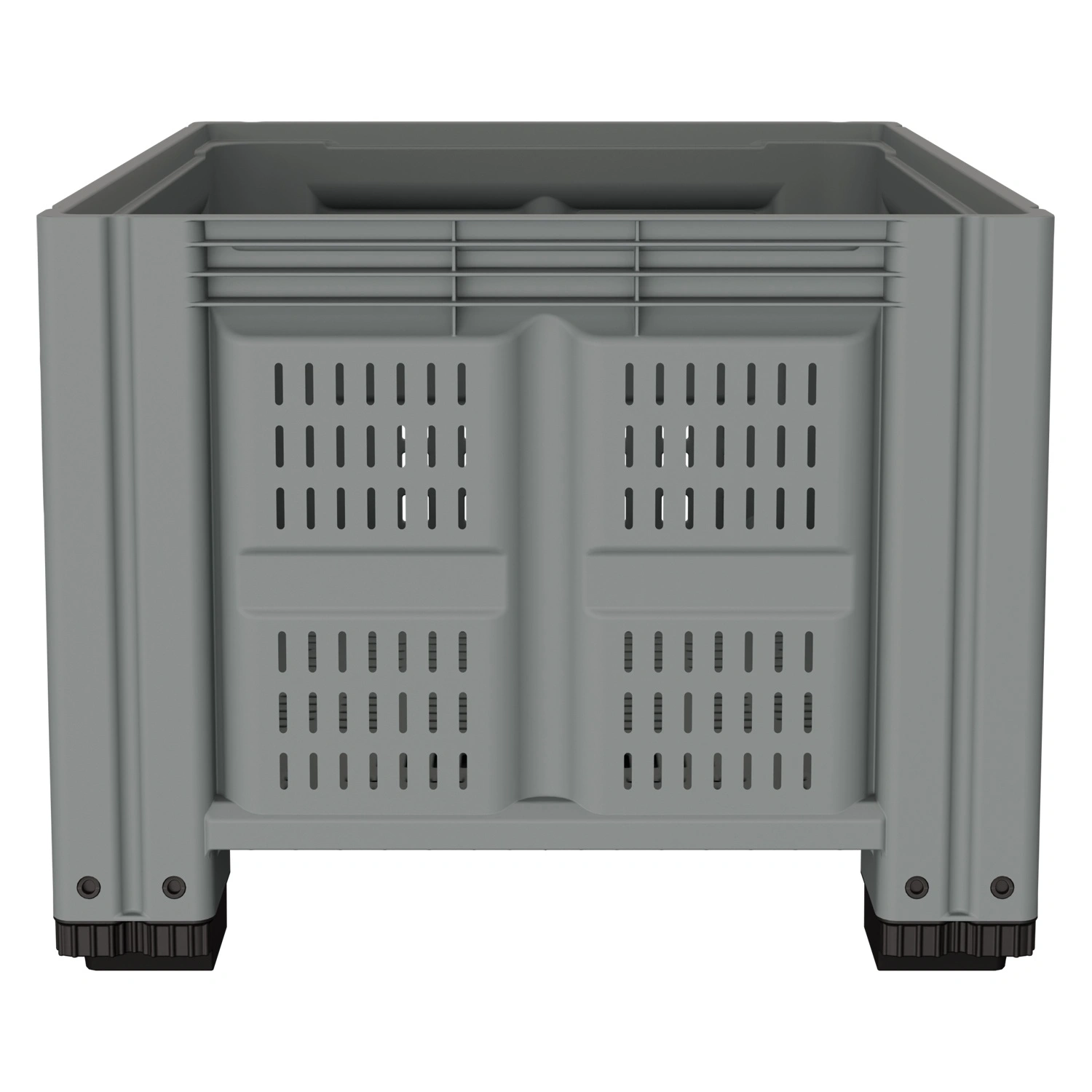 Большой контейнер 1200x1000x780 мм iPlast iBOX светло-серый c перфорированными стенками и дном, на полозьях