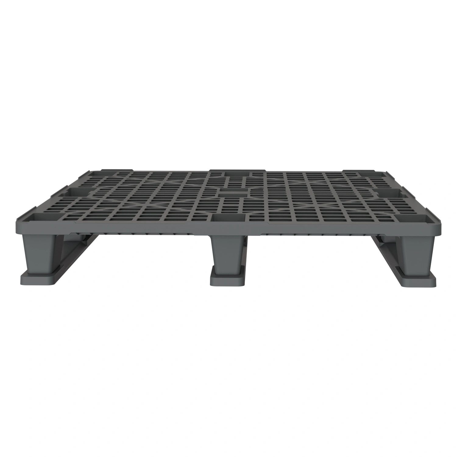 Пластиковый паллет 1200x1000x145 мм iPlast серый перфорированный на 3 полозьях с бортиком