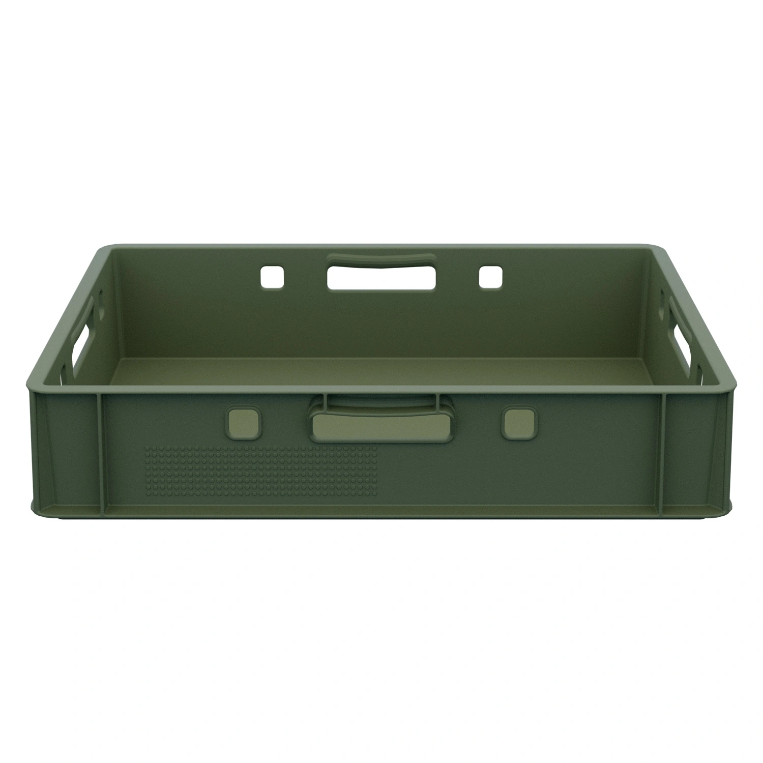 Пищевой ящик универсальный FK-6412 600х400х120 мм iPlast зелёный ЭКО со сплошными стенками и дном