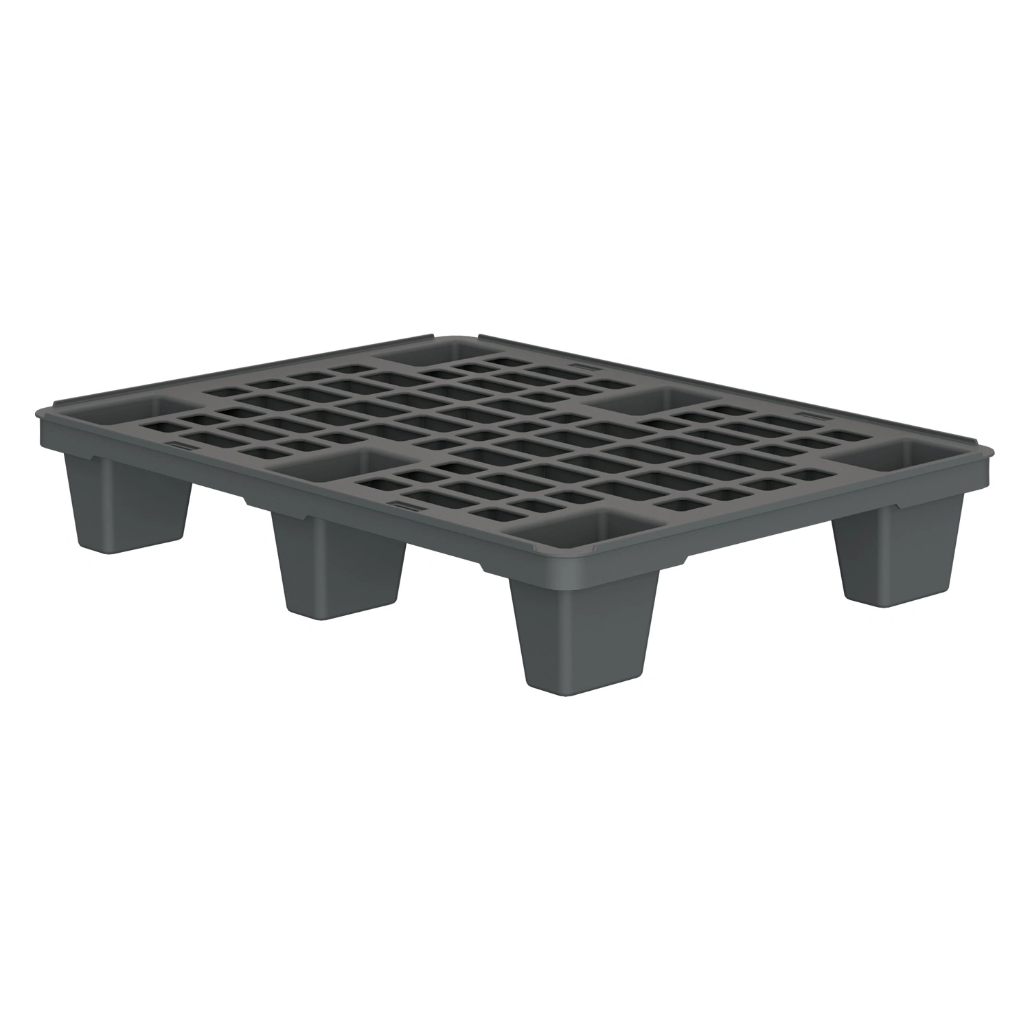 Пластиковый паллет 800x600x135 мм iPlast серый перфорированный на ножках с бортиком