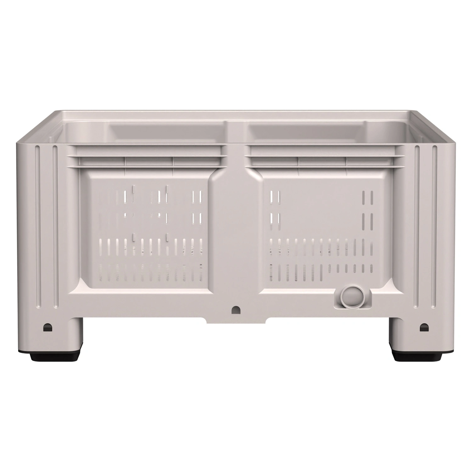 Большой контейнер 1130x1130x580 мм iPlast iBOX светло-серый c перфорированными стенками и дном, на ножках