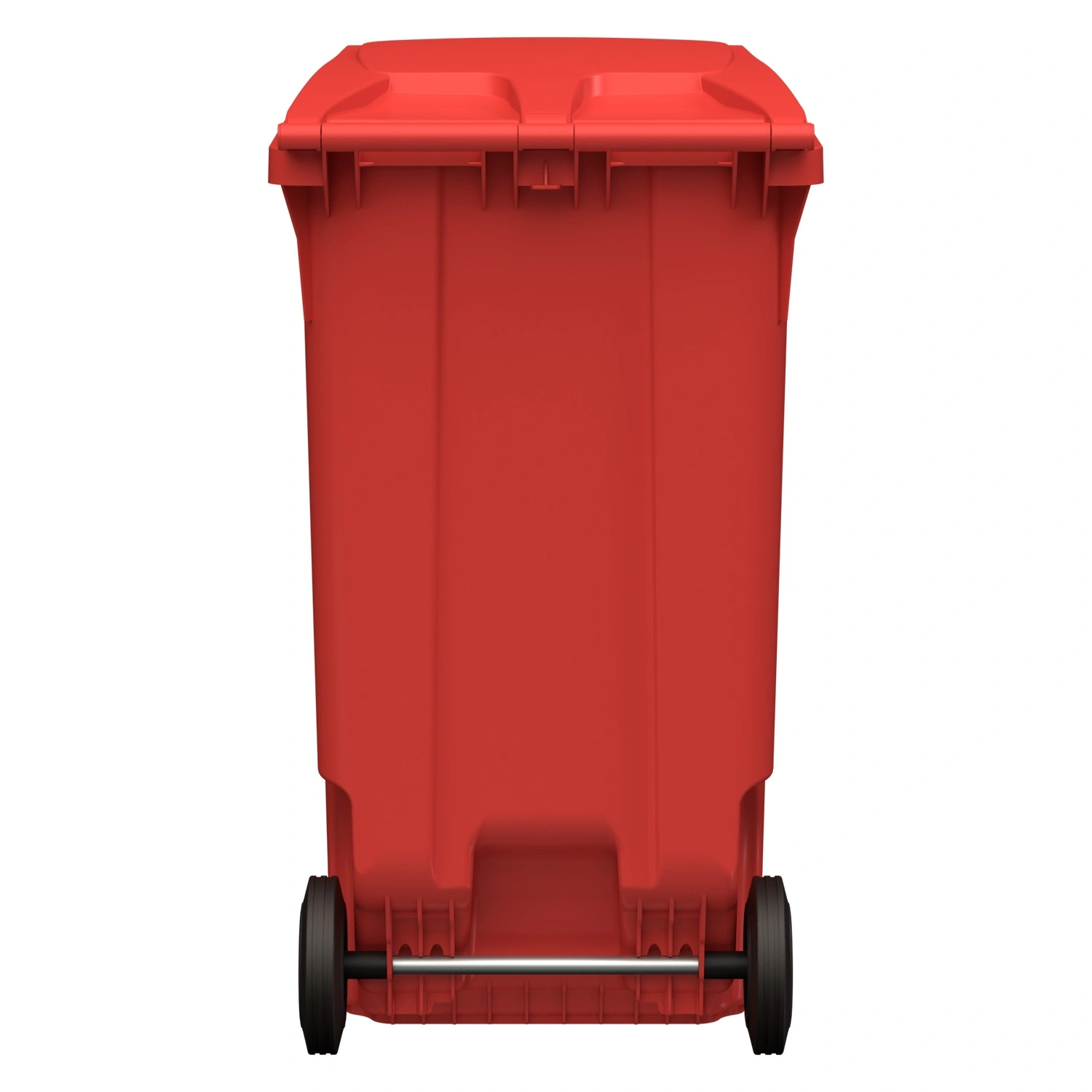 Мусорный контейнер 360 л iPlast красный 2-колёсный (д. 200 мм) с красной крышкой