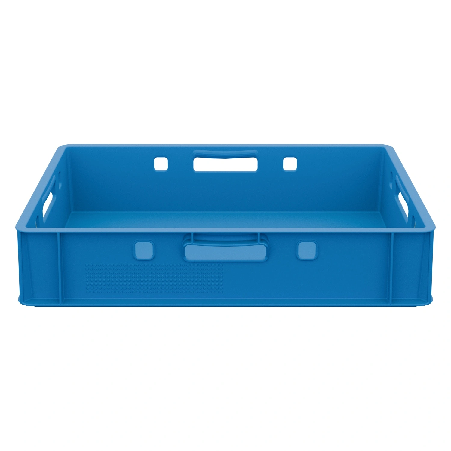 Пищевой ящик универсальный FK-6412 600х400х120 мм iPlast голубой со сплошными стенками и дном