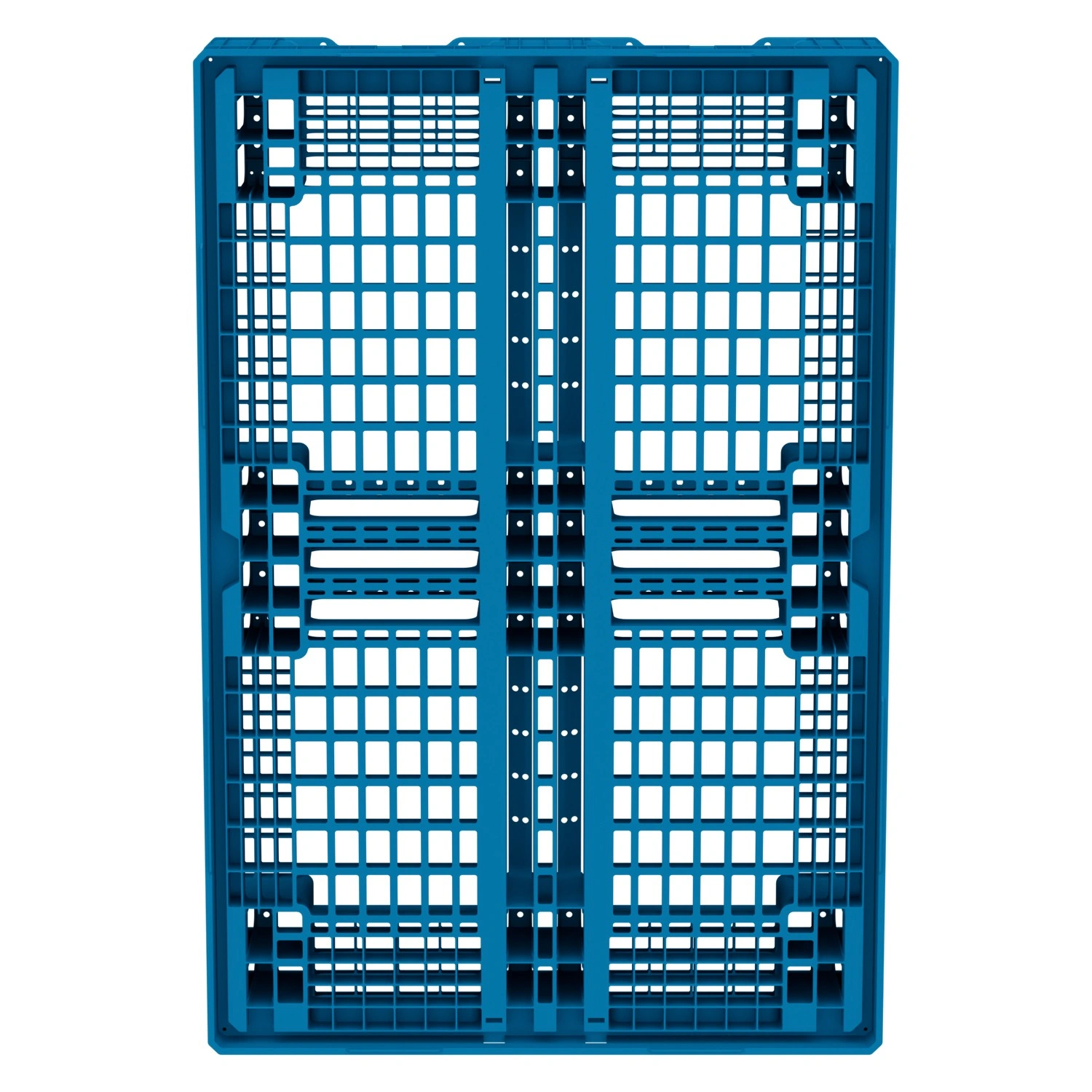 Пластиковый паллет 1210x810x150 мм iPlast голубой перфорированный на 6 полозьях с бортиком