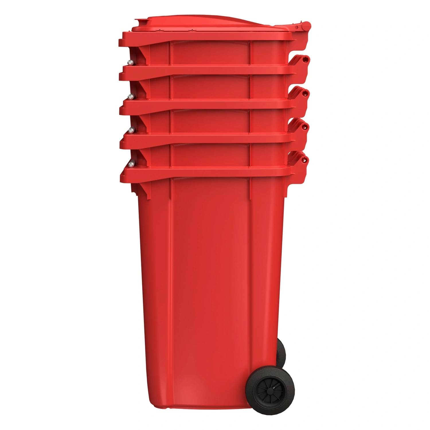 Мусорный контейнер 240 л iPlast красный 2-колёсный (д. 200 мм) с красной крышкой NEW (20.808)